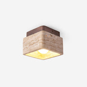 Veloria Ceiling Light Travertine Square Flush Mount-Neutral Decor