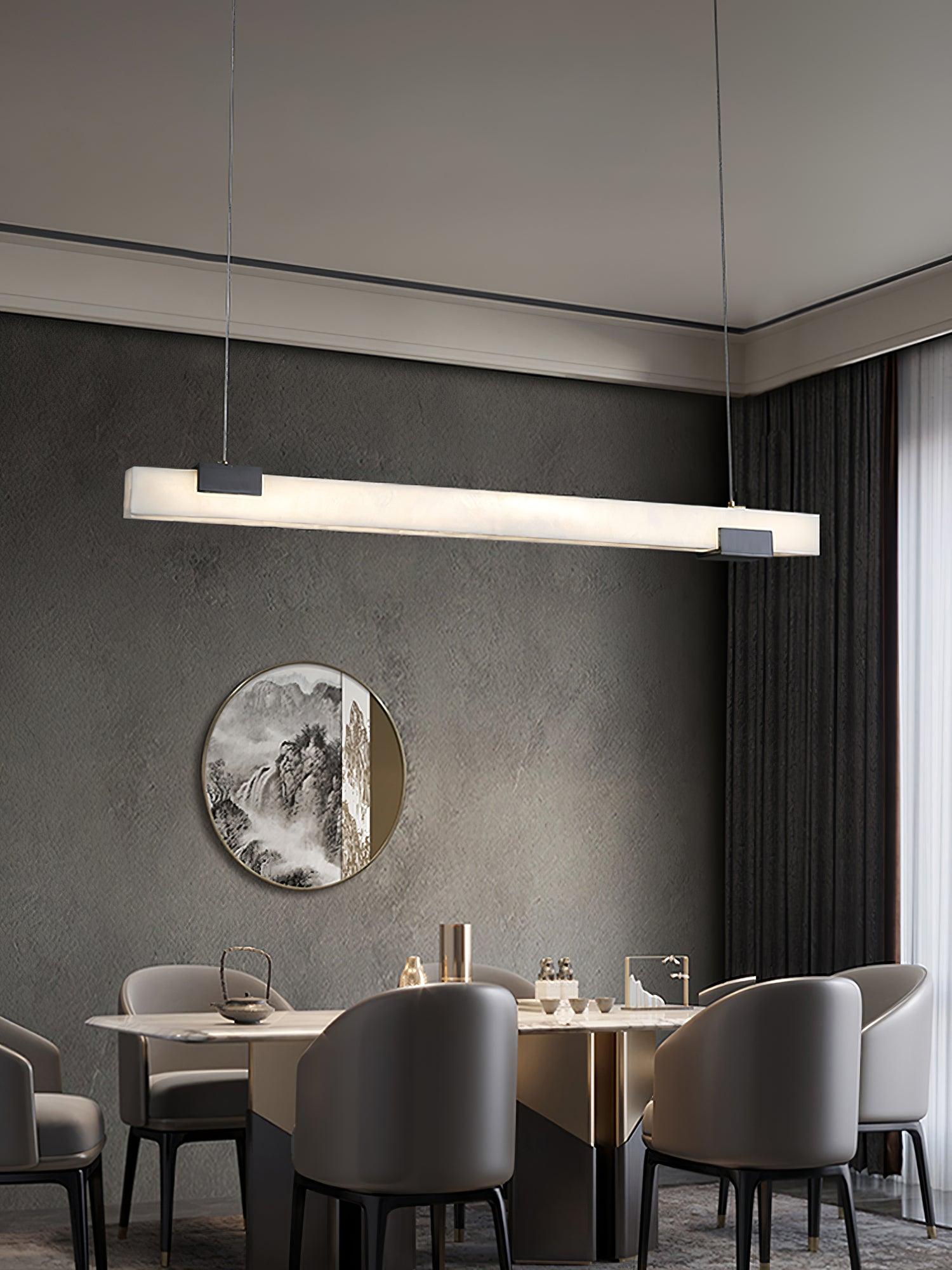 Mivel Minimalist Alabaster Linear Pendant Light-Neutral Decor