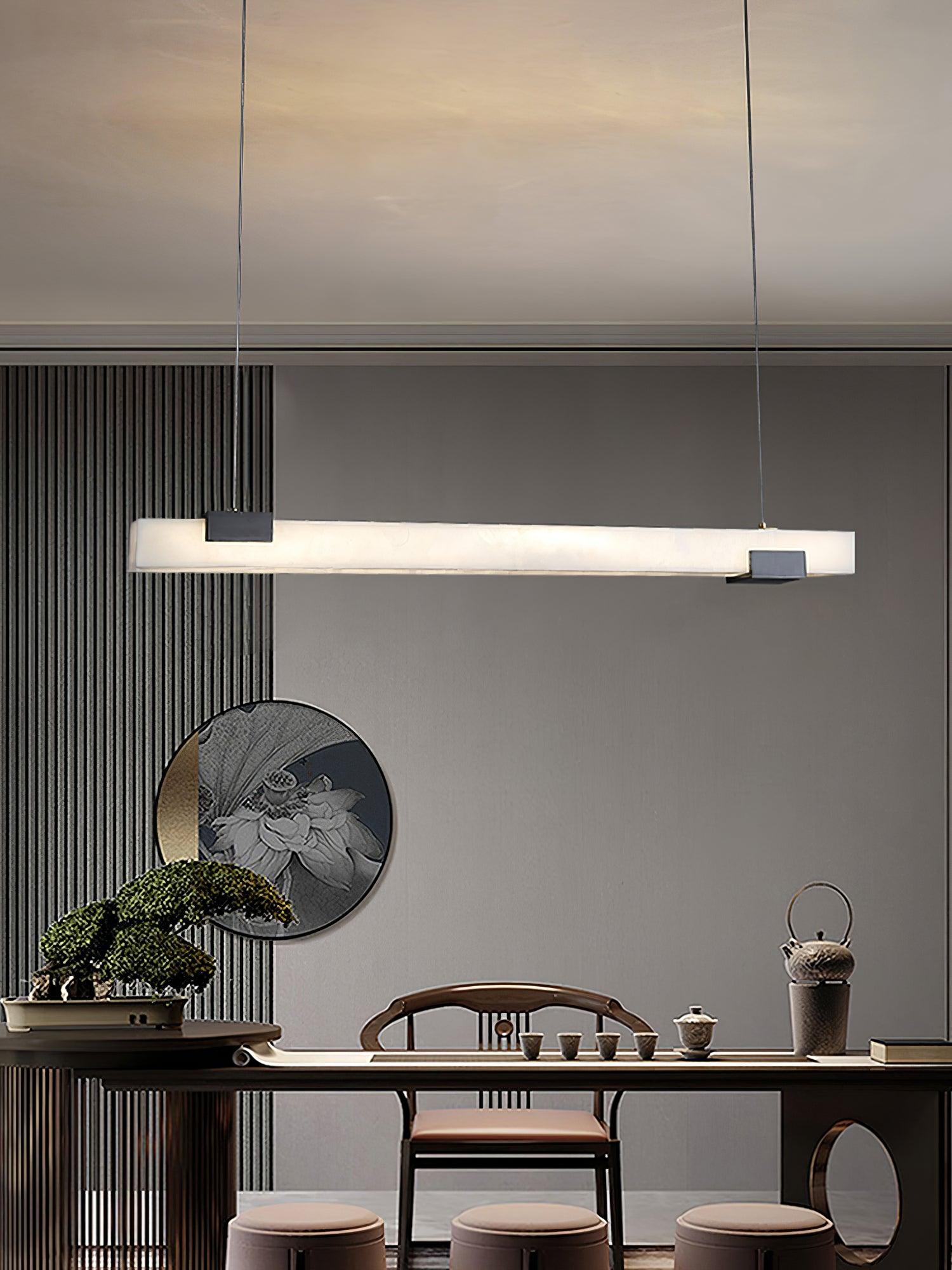 Mivel Minimalist Alabaster Linear Pendant Light-Neutral Decor