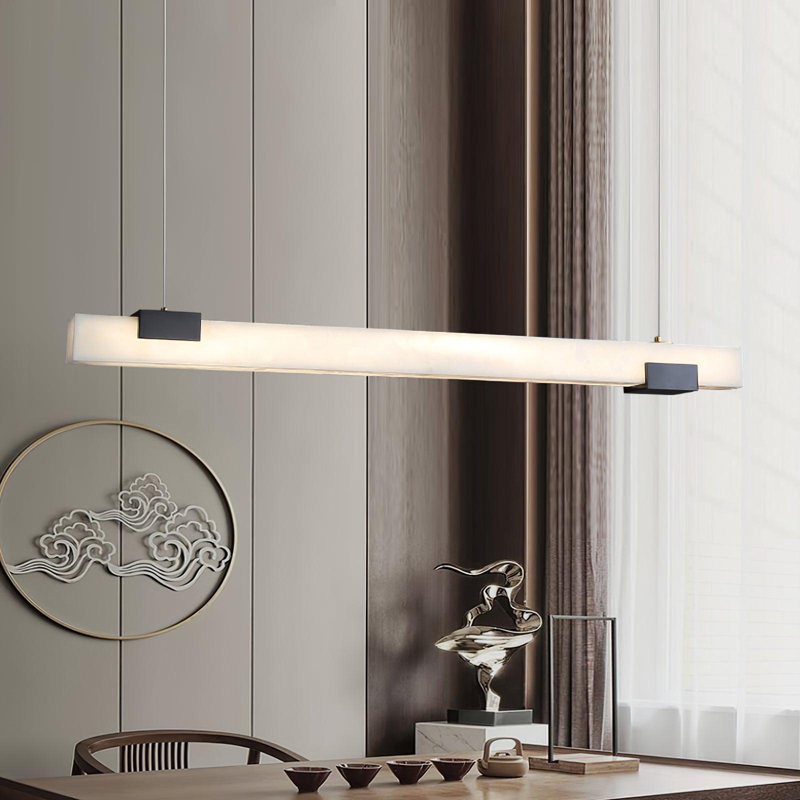Mivel Minimalist Alabaster Linear Pendant Light-Neutral Decor