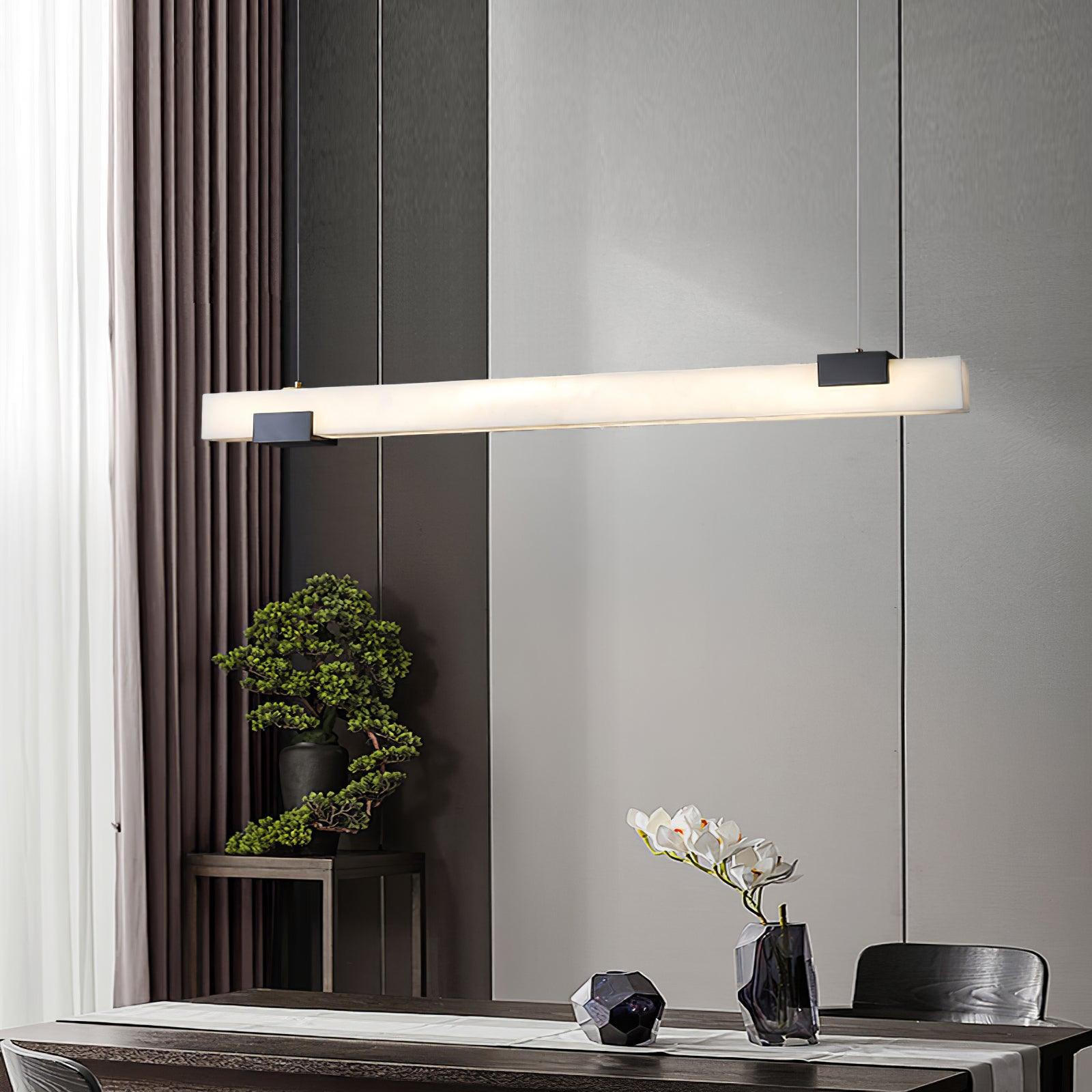 Asen Minimalist Alabaster Linear Pendant Light-Neutral Decor