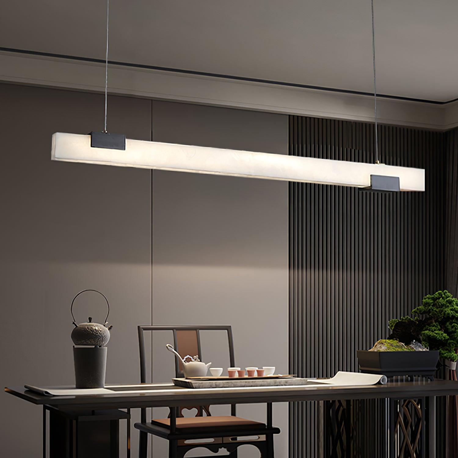 Mivel Minimalist Alabaster Linear Pendant Light-Neutral Decor