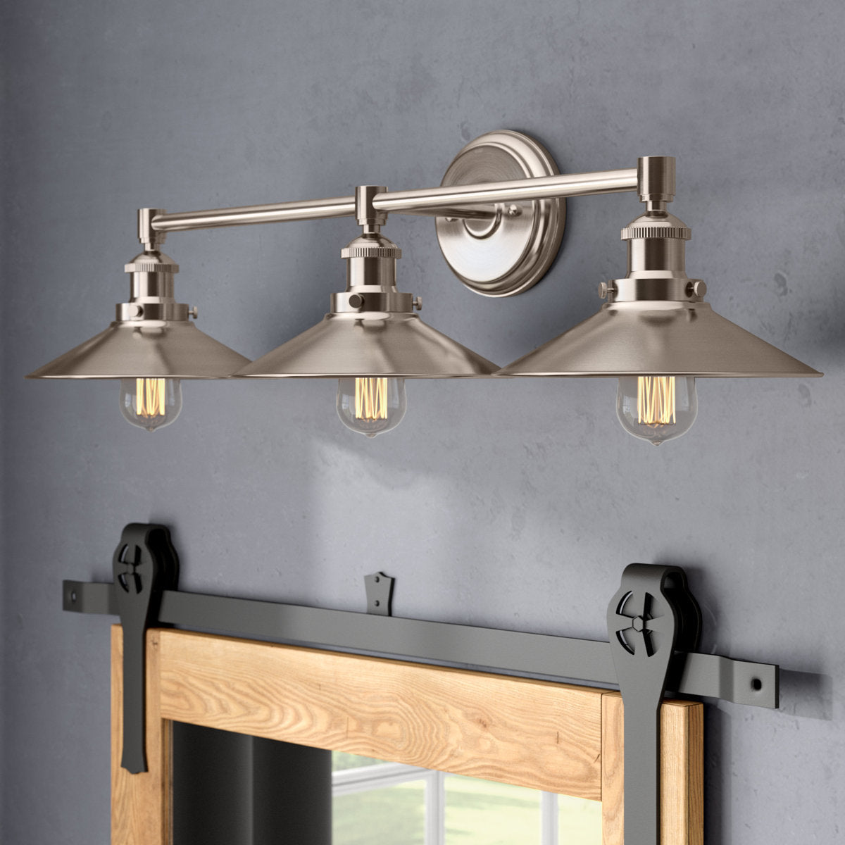Detailed view of the iron construction of the Casa Vanity Wall Lamp.
