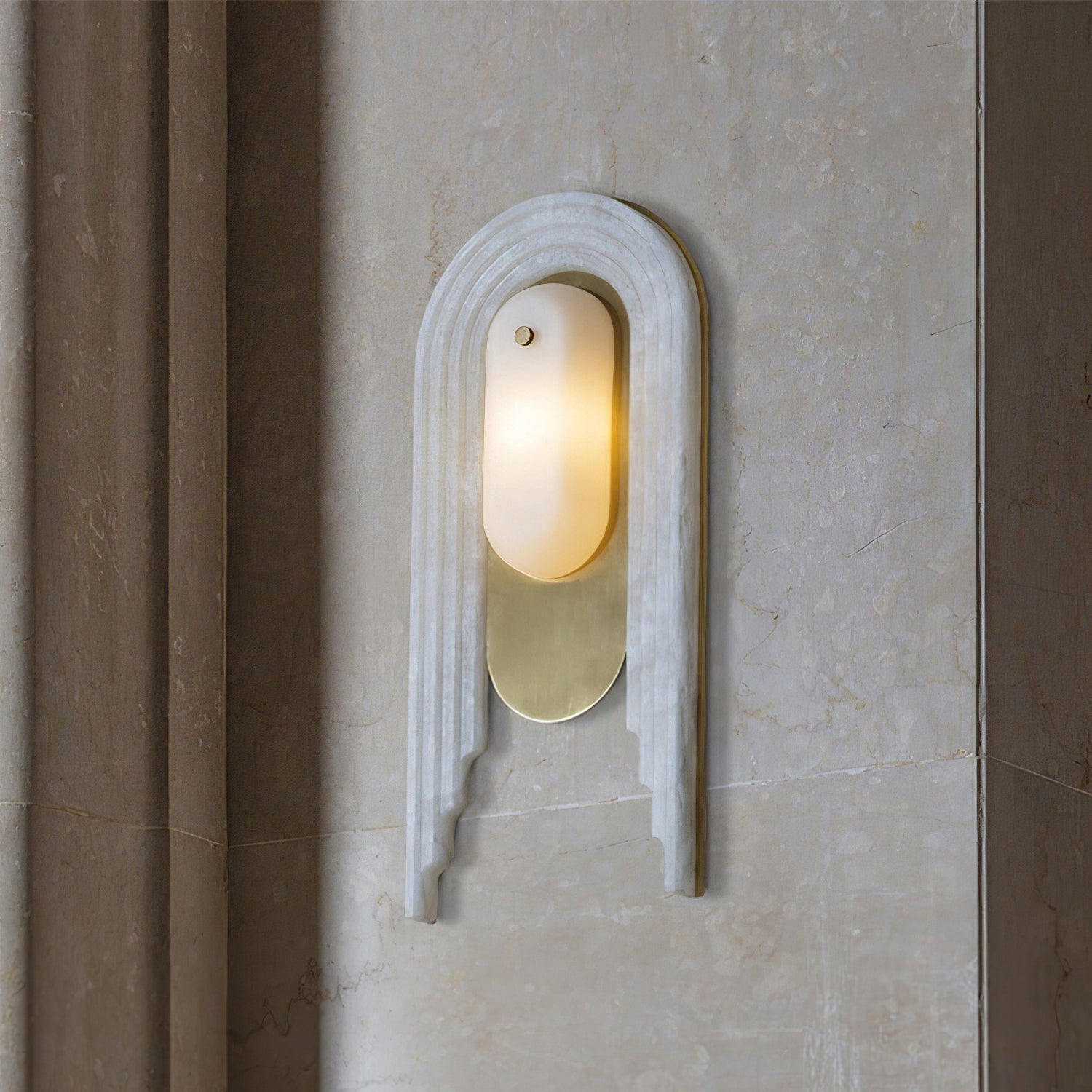 Sytalion Arch Alabaster Wall Light-Neutral Decor