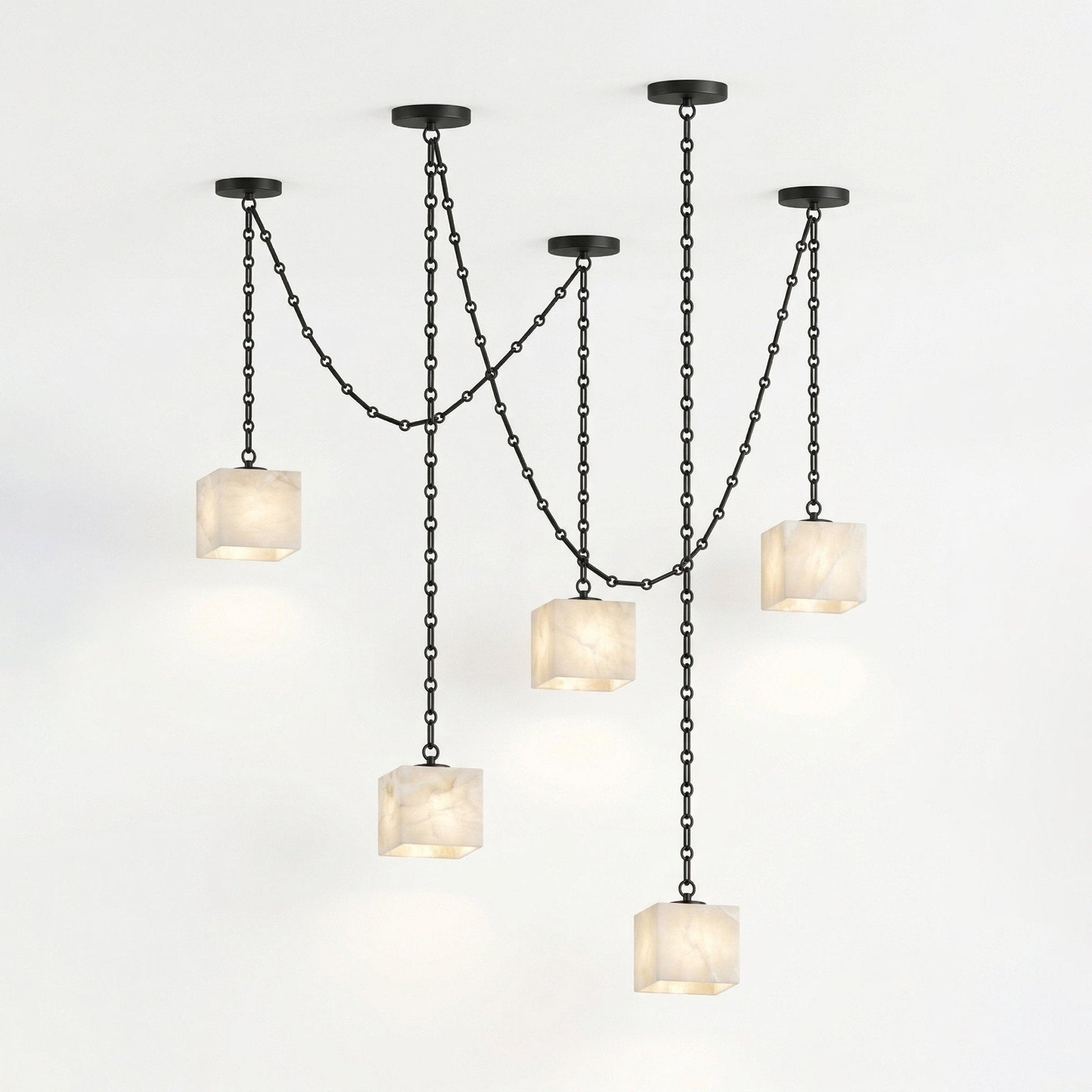 Cascade Chain Cube Chandelier-Neutral Decor