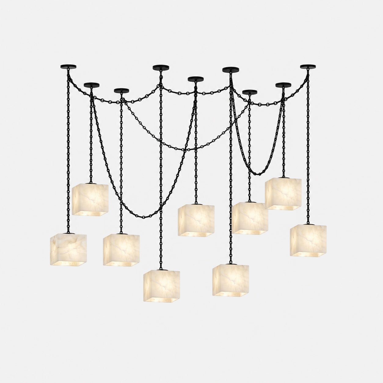 Cascade Chain Cube Chandelier-Neutral Decor