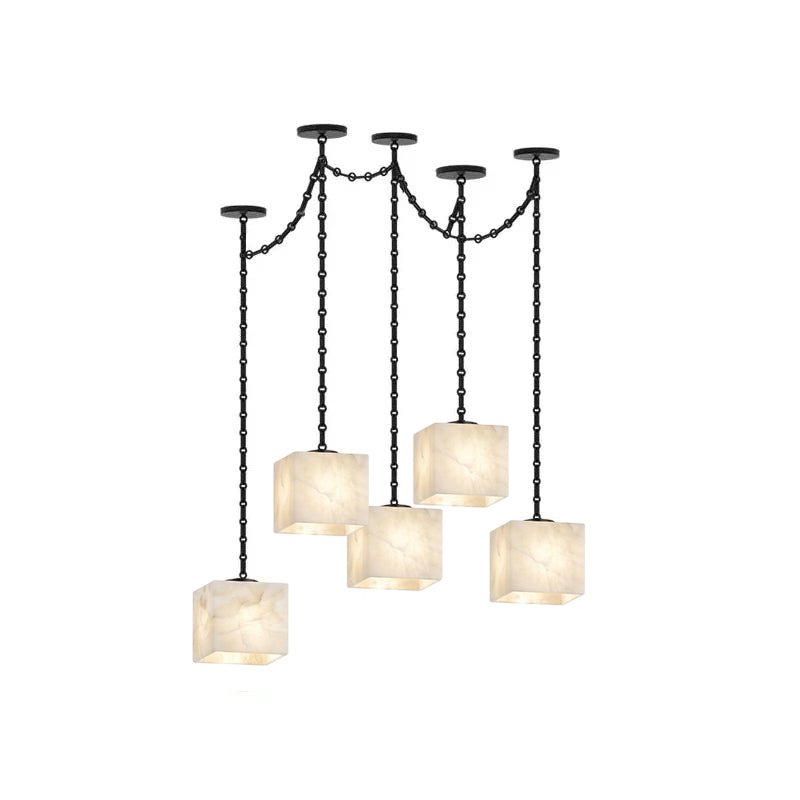 Cascade Chain Cube Chandelier-Neutral Decor