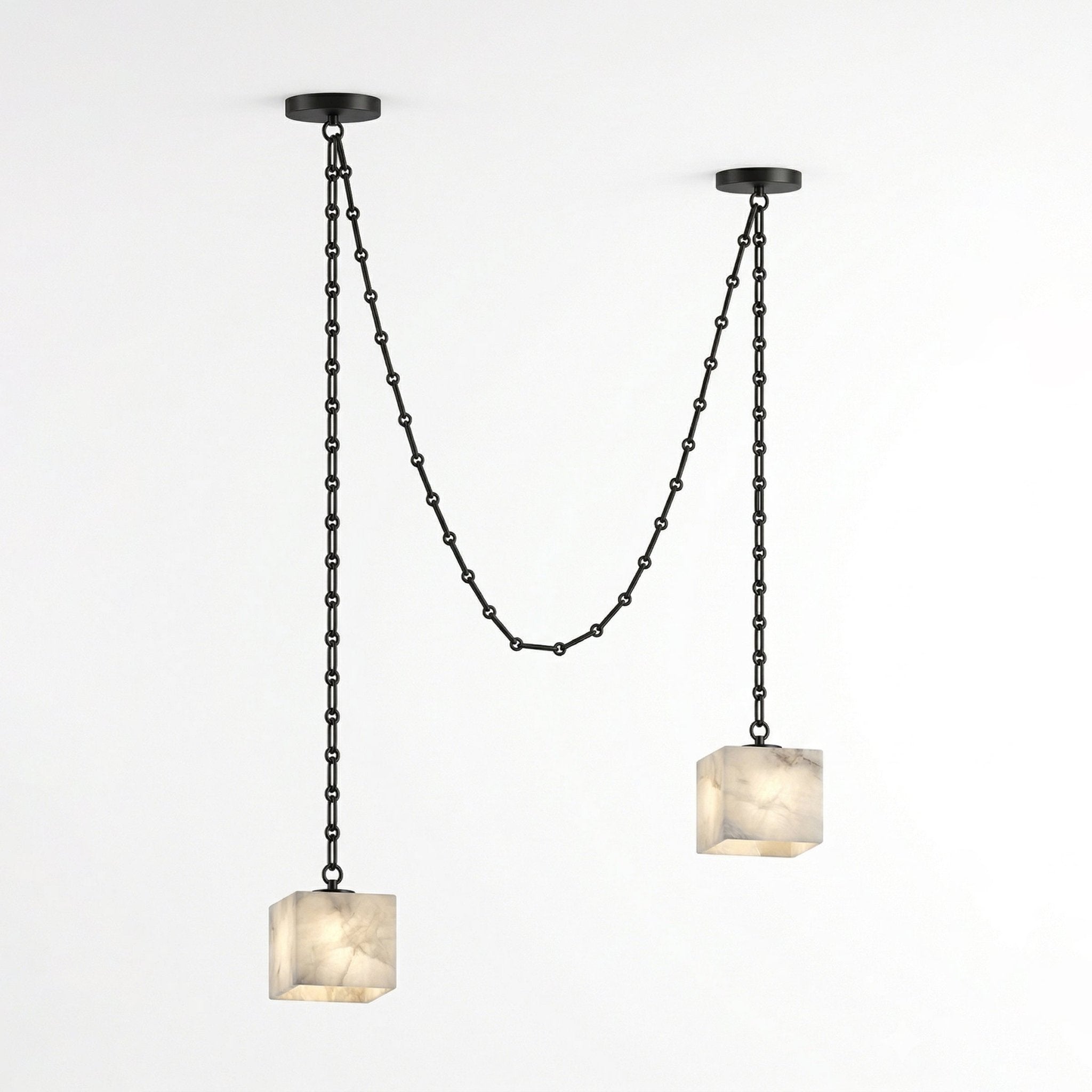 Cascade Chain Cube Chandelier-Neutral Decor