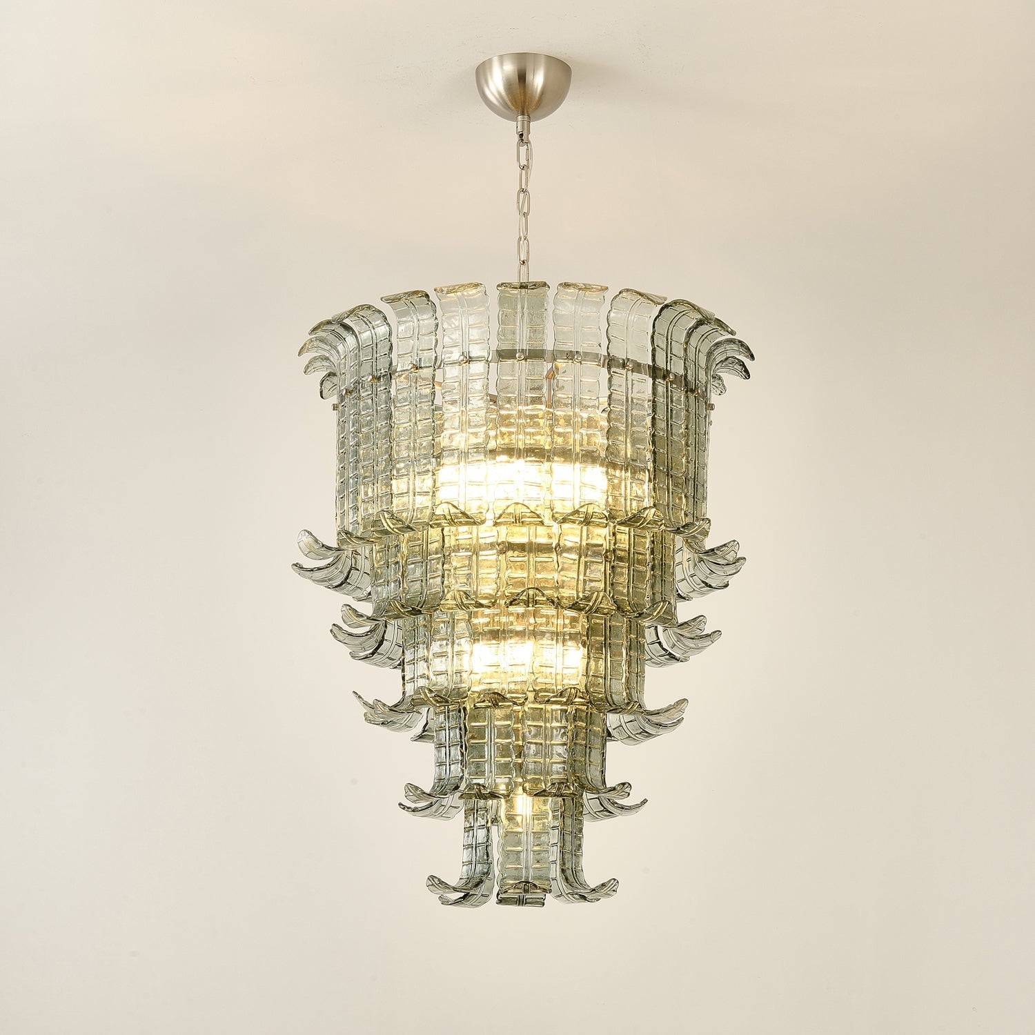 Yisk Chandelier Cascade Murano Glass Tiered Vintage-Neutral Decor