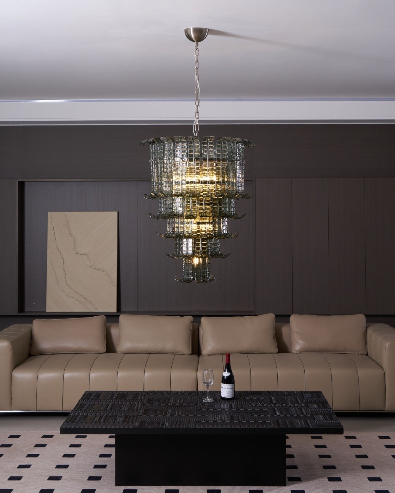 Yisk Chandelier Cascade Murano Glass Tiered Vintage-Neutral Decor