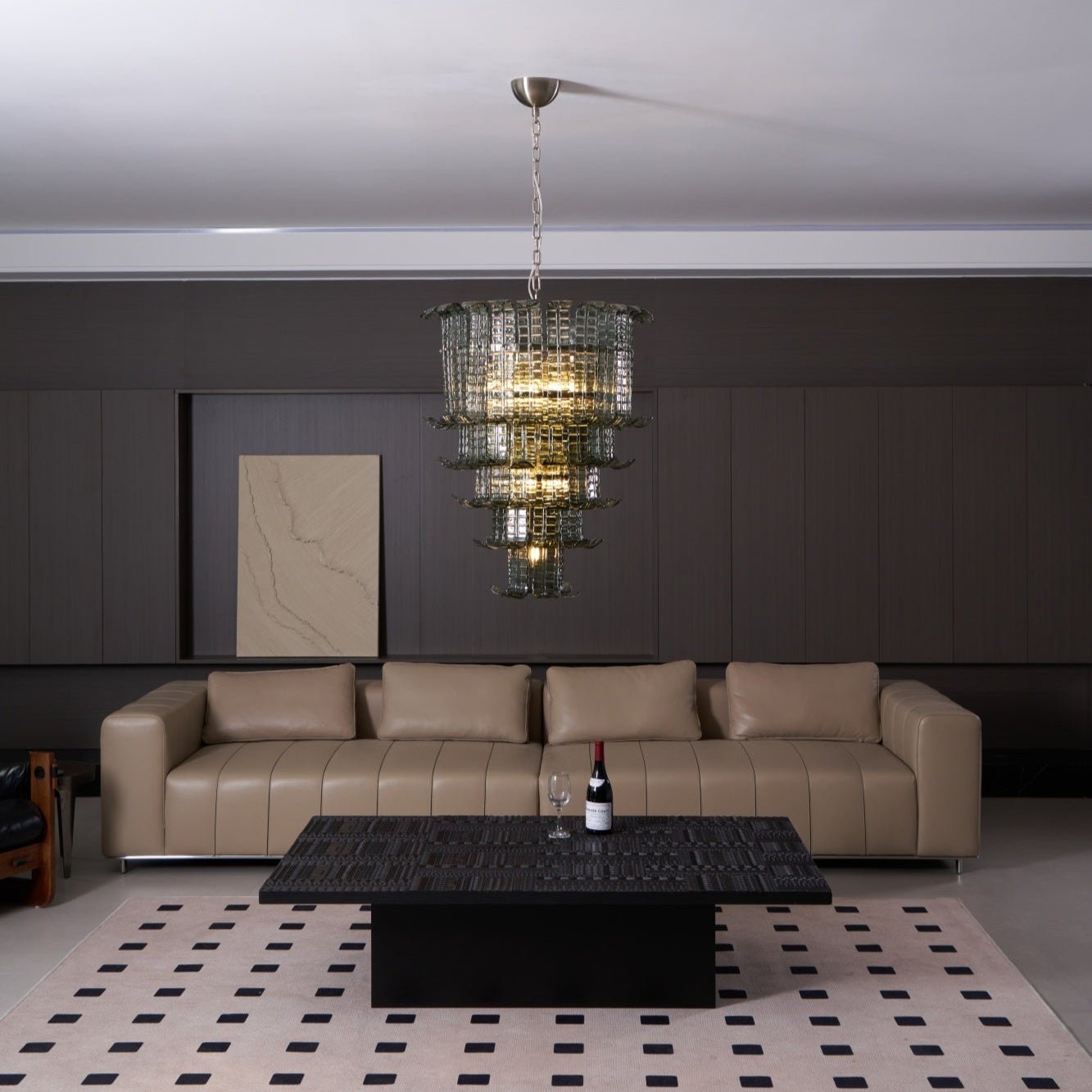 Yisk Chandelier Cascade Murano Glass Tiered Vintage-Neutral Decor
