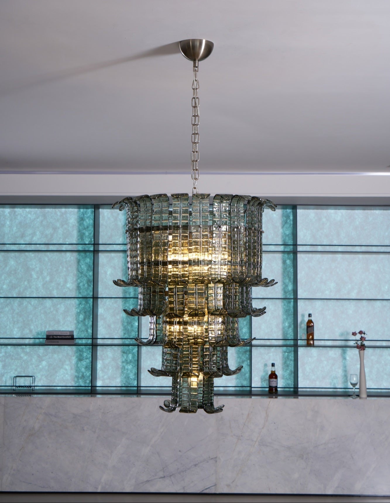Yisk Chandelier Cascade Murano Glass Tiered Vintage-Neutral Decor