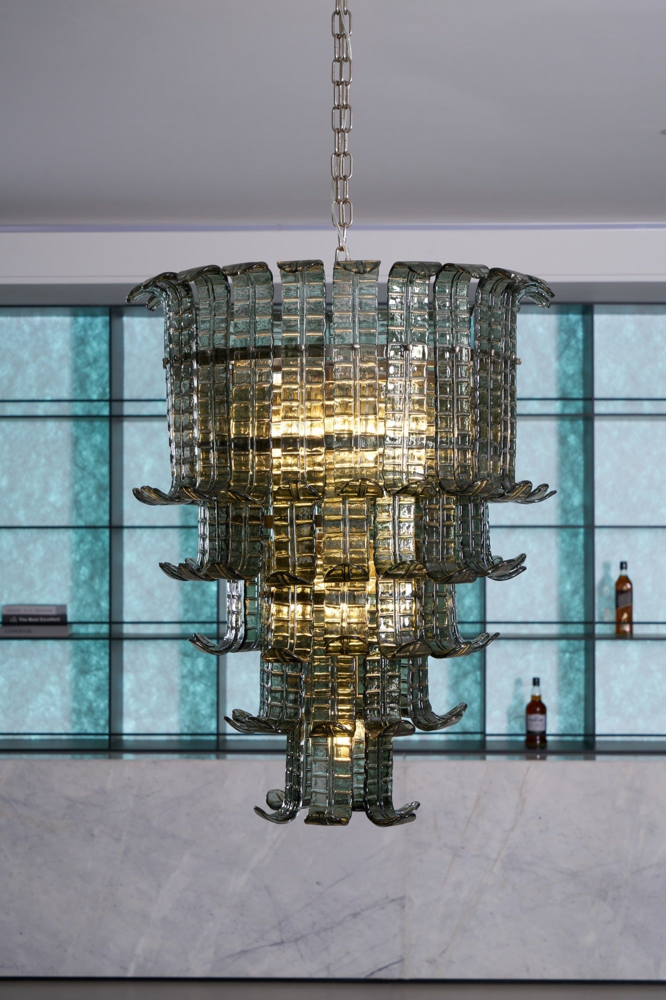Yisk Chandelier Cascade Murano Glass Tiered Vintage-Neutral Decor