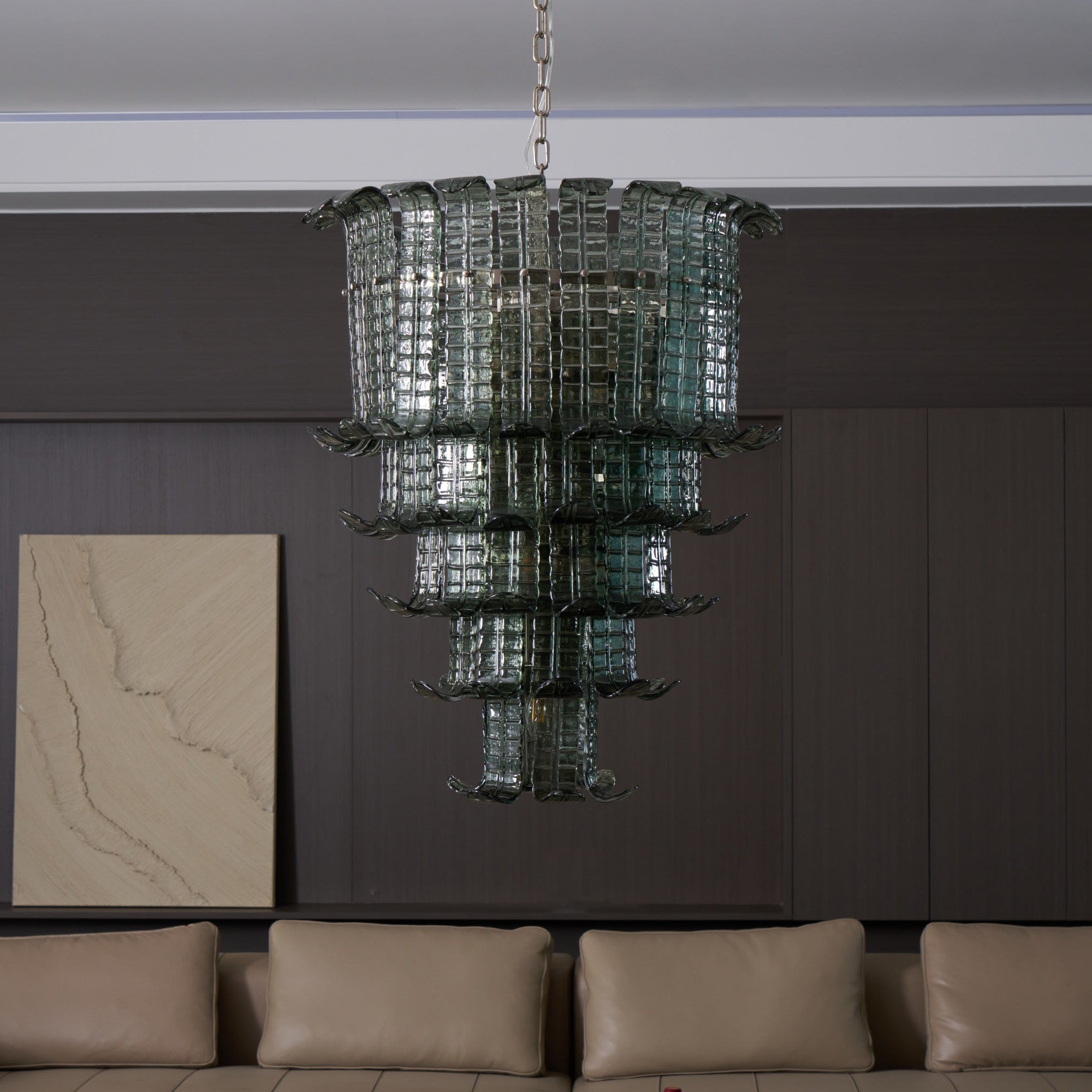 Yisk Chandelier Cascade Murano Glass Tiered Vintage-Neutral Decor