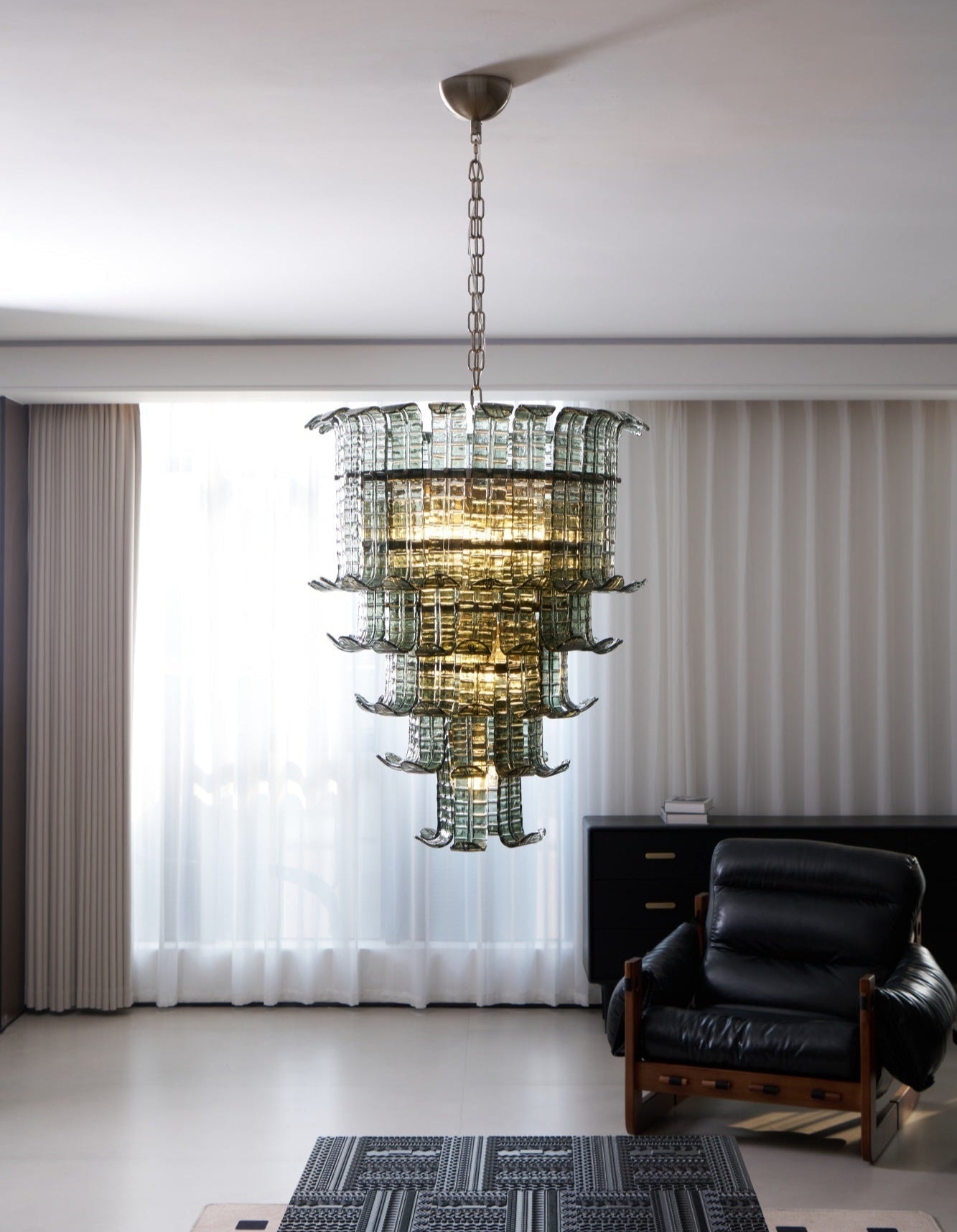 Yisk Chandelier Cascade Murano Glass Tiered Vintage-Neutral Decor