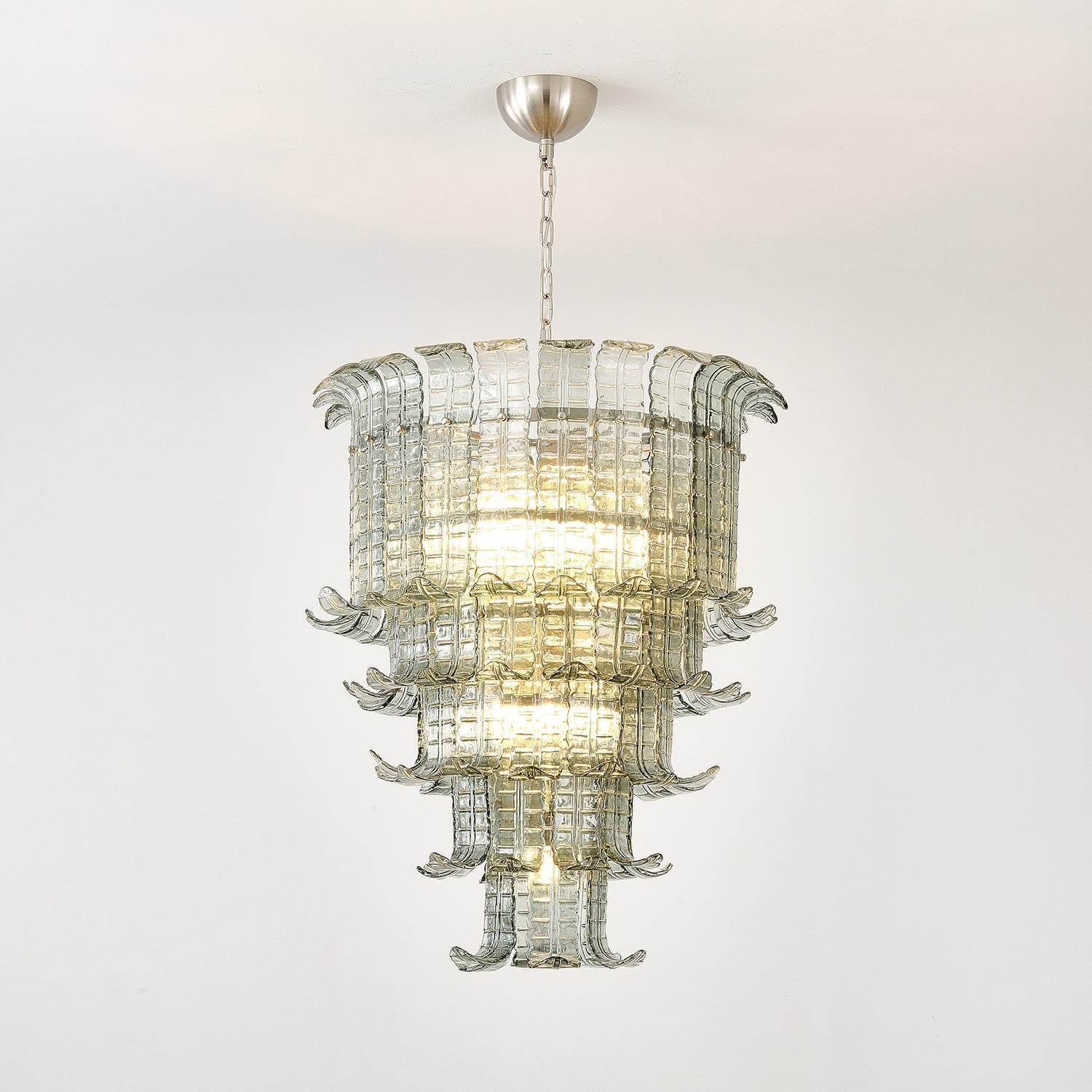 Yisk Chandelier Cascade Murano Glass Tiered Vintage-Neutral Decor