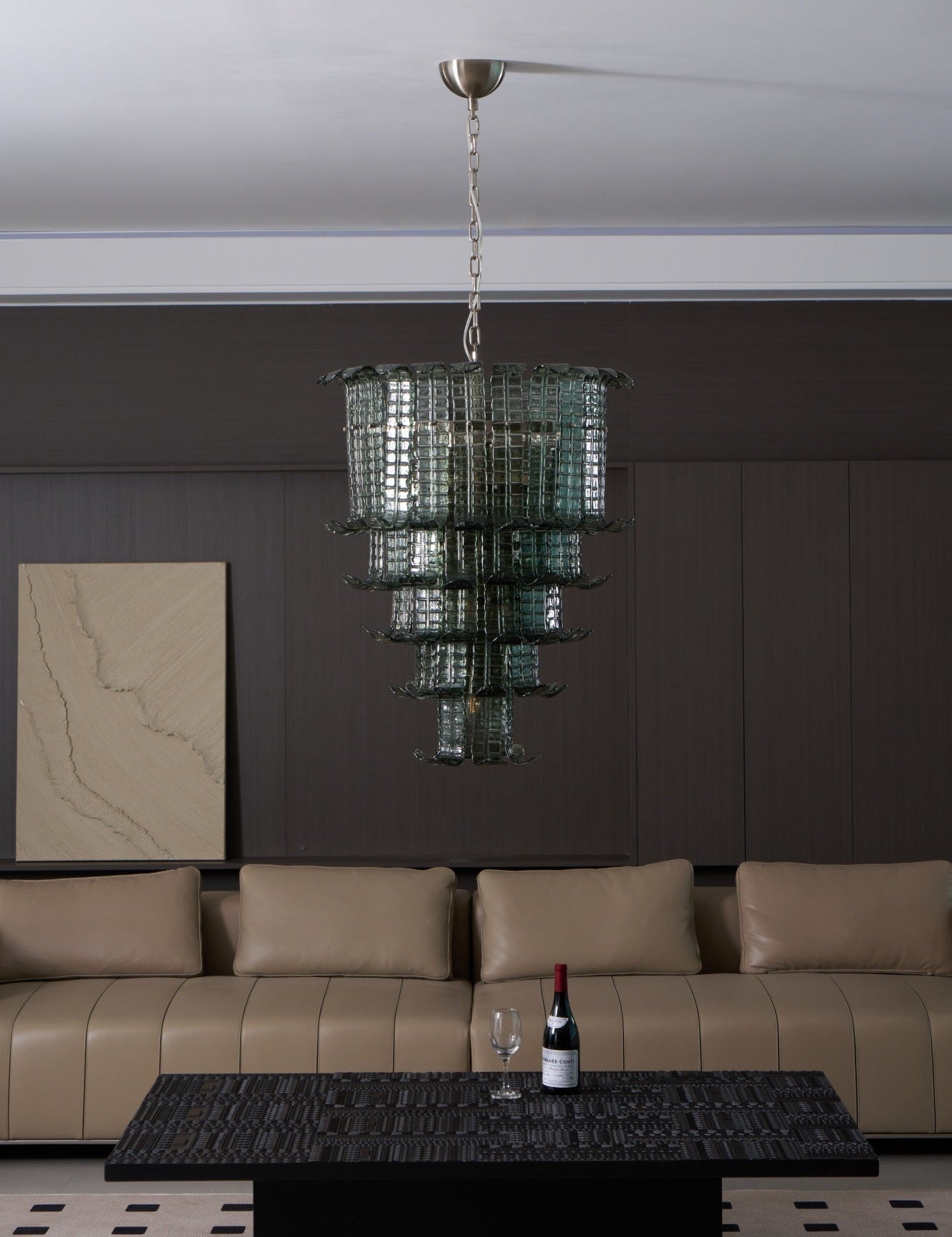 Yisk Chandelier Cascade Murano Glass Tiered Vintage-Neutral Decor