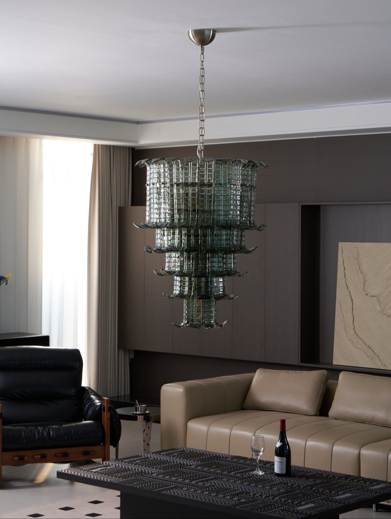 Yisk Chandelier Cascade Murano Glass Tiered Vintage-Neutral Decor