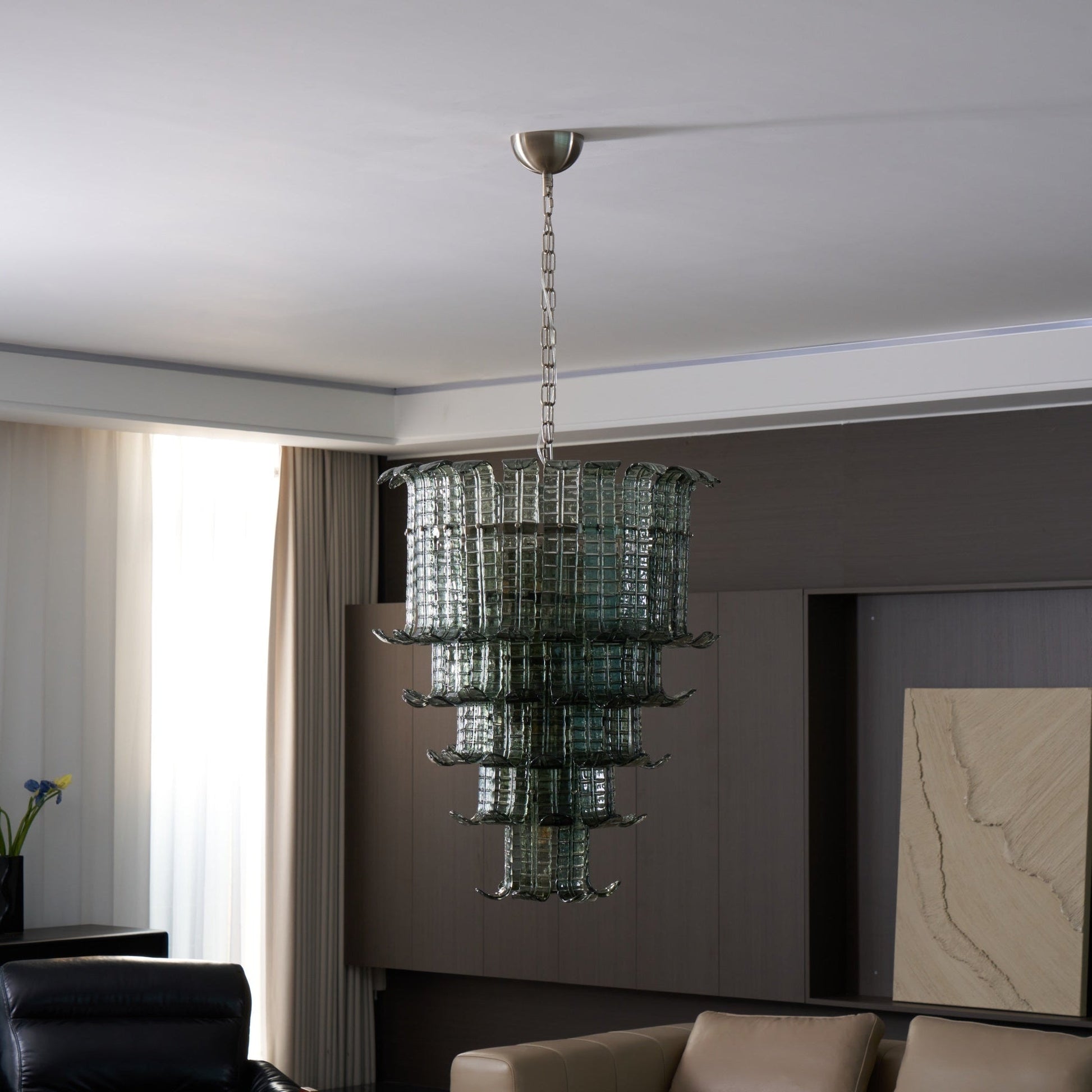 Yisk Chandelier Cascade Murano Glass Tiered Vintage-Neutral Decor