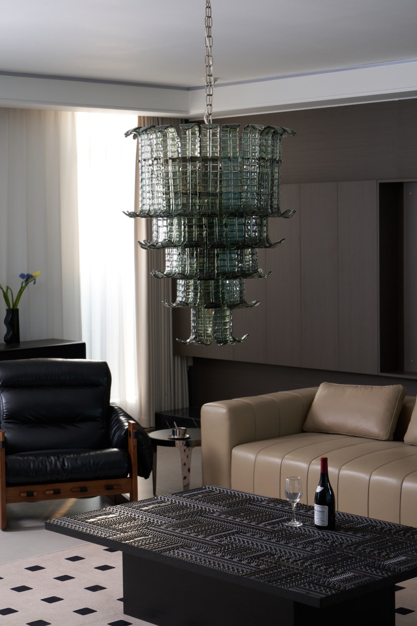 Yisk Chandelier Cascade Murano Glass Tiered Vintage-Neutral Decor