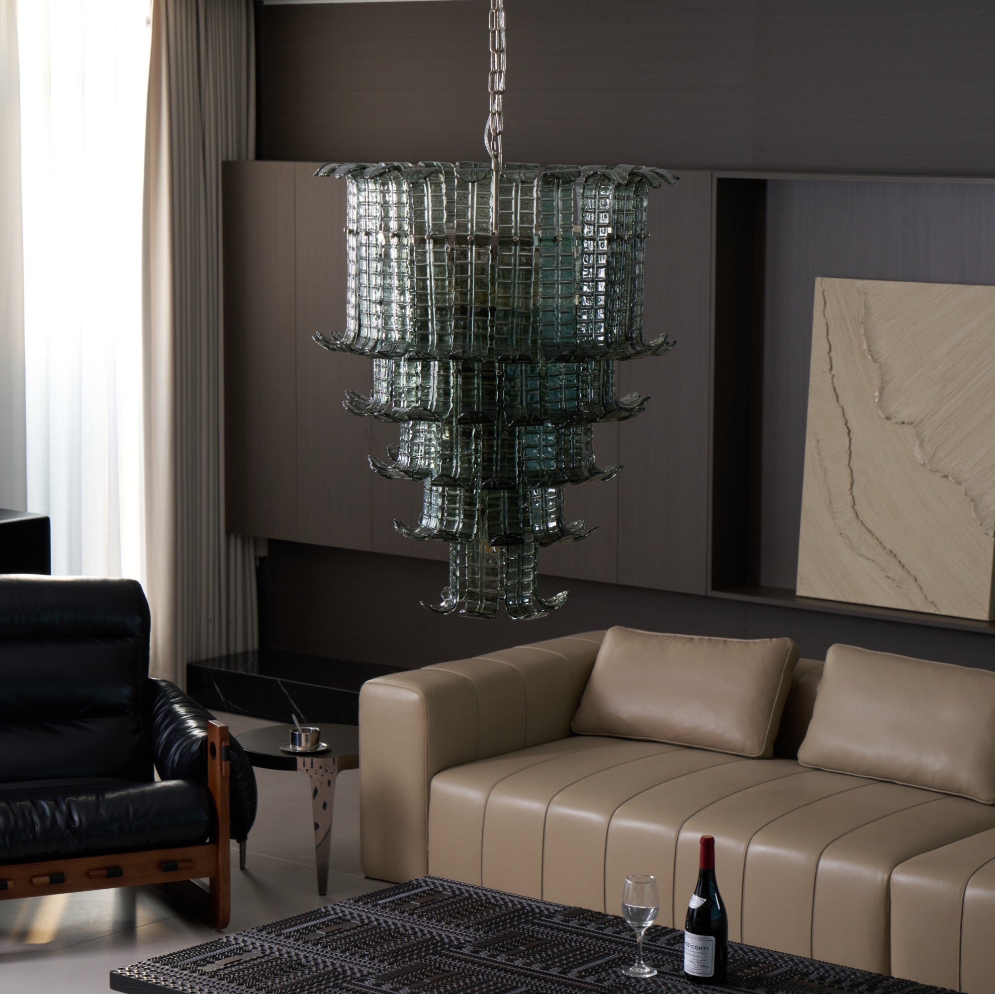 Yisk Chandelier Cascade Murano Glass Tiered Vintage-Neutral Decor