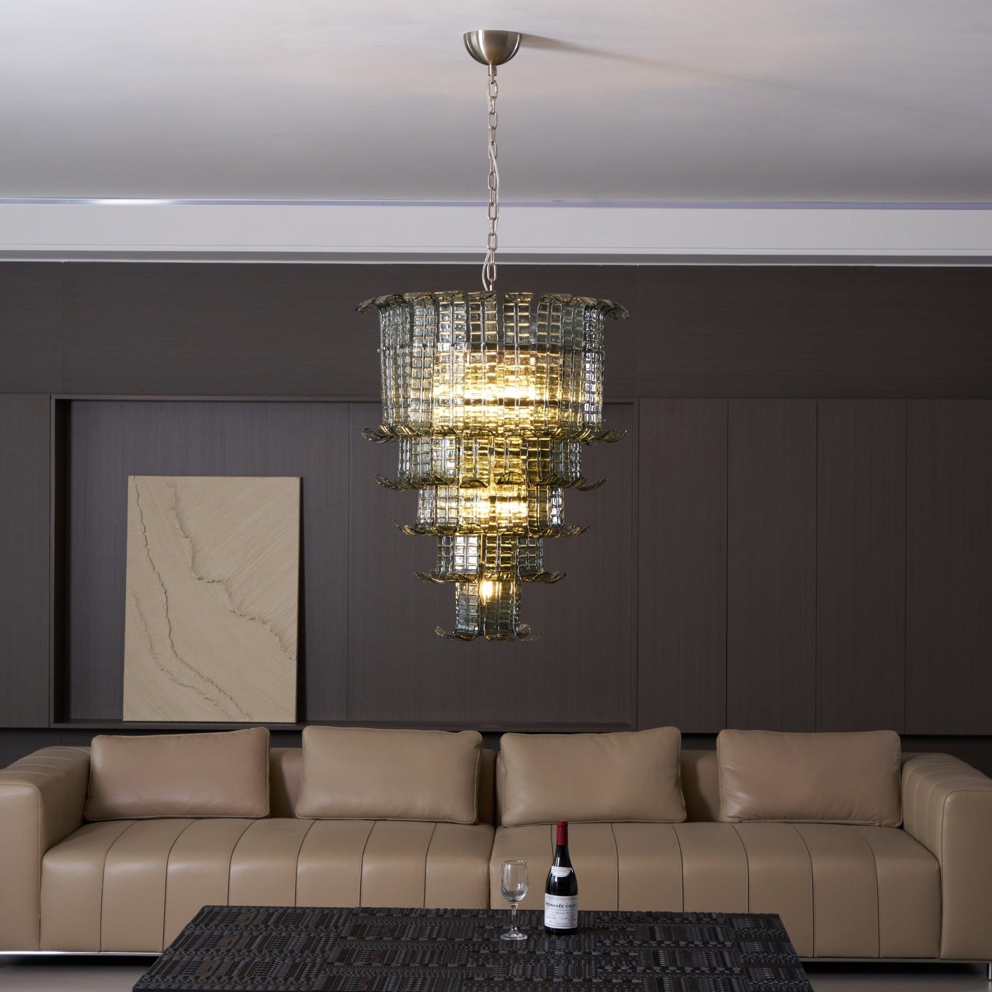 Yisk Chandelier Cascade Murano Glass Tiered Vintage-Neutral Decor