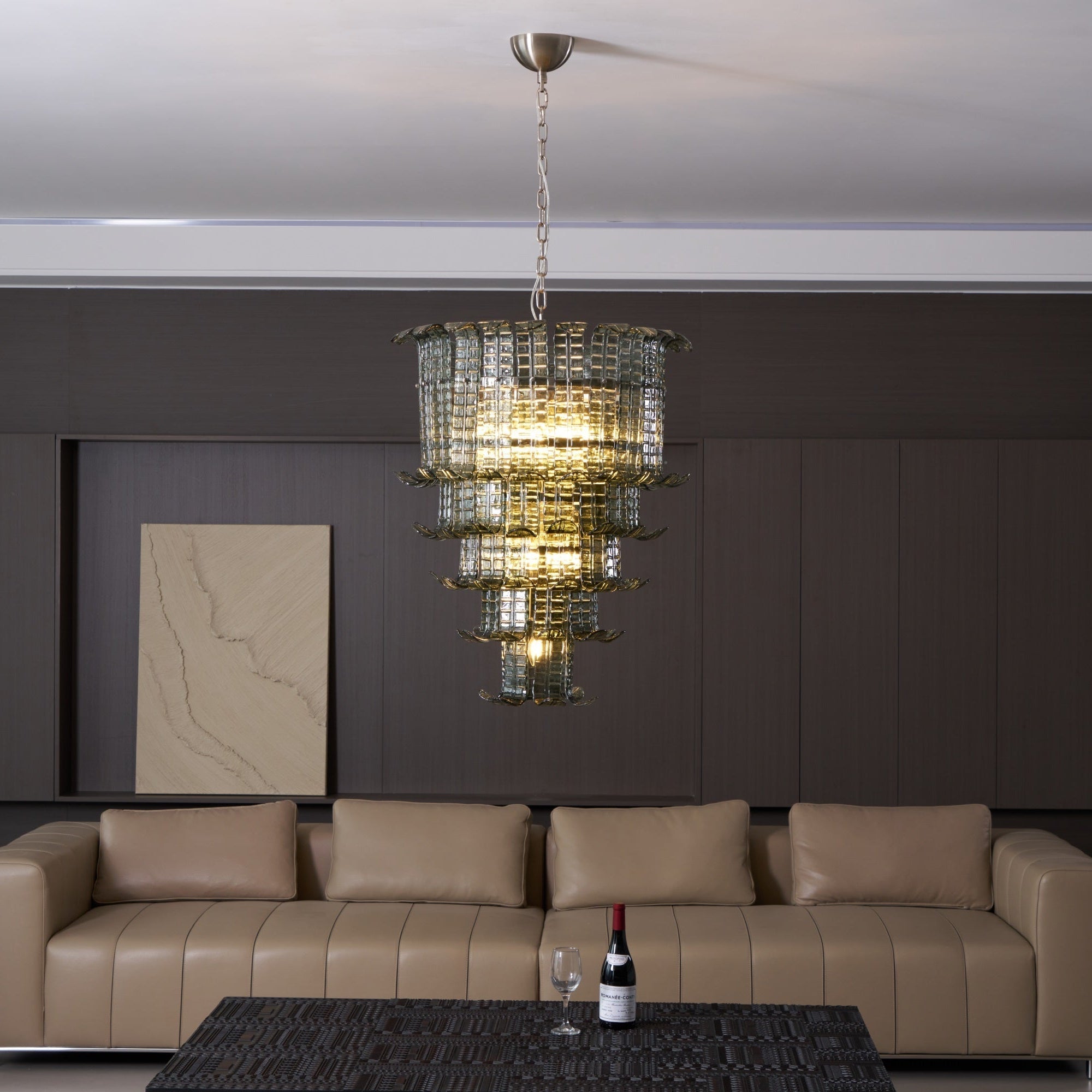 Yisk Chandelier Cascade Murano Glass Tiered Vintage-Neutral Decor