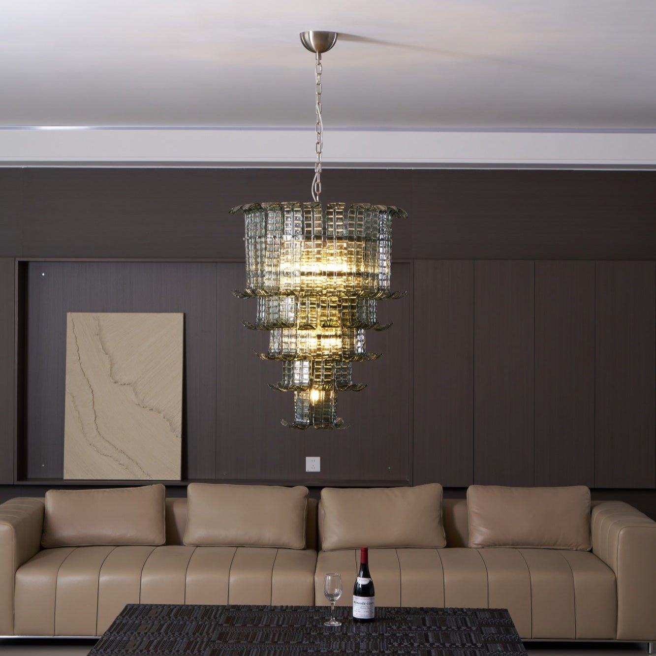 Yisk Chandelier Cascade Murano Glass Tiered Vintage-Neutral Decor
