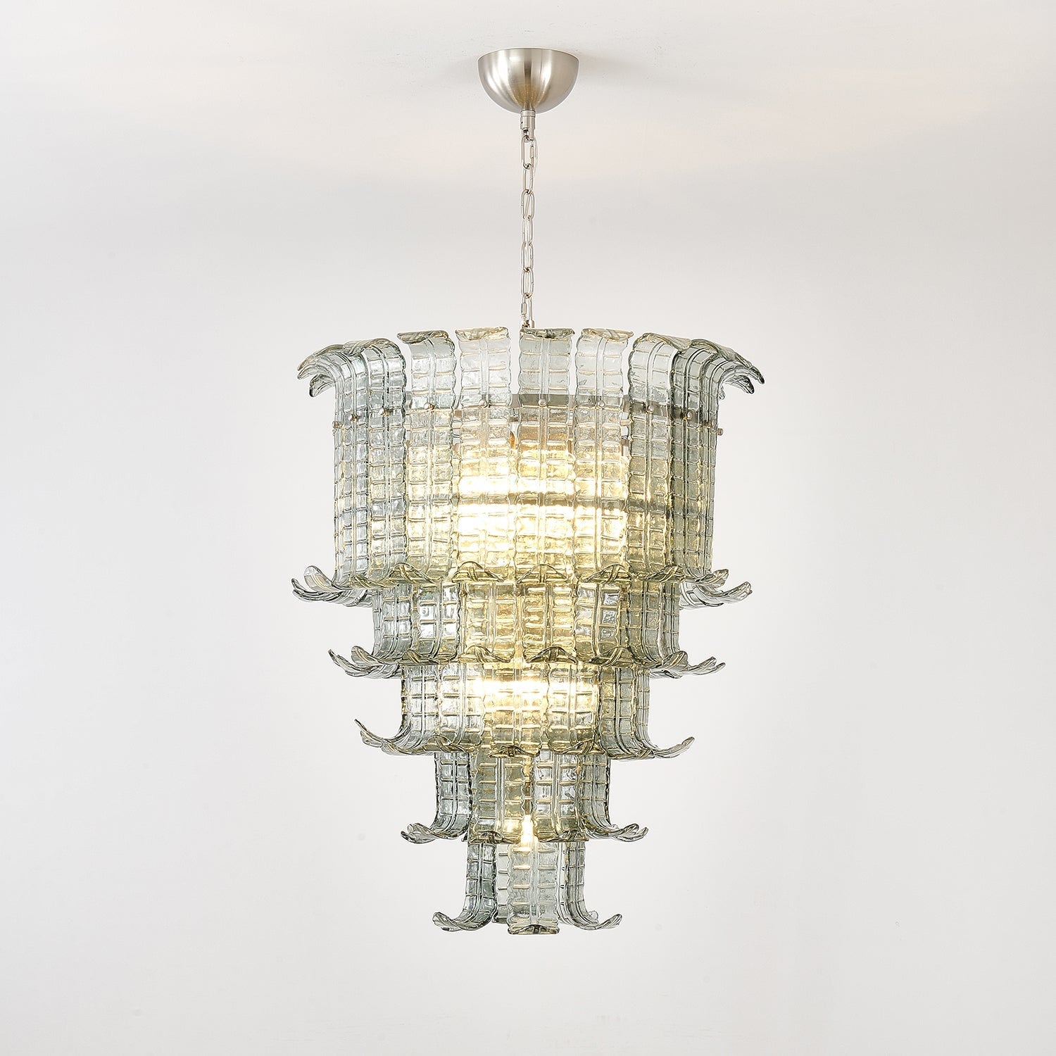 Yisk Chandelier Cascade Murano Glass Tiered Vintage-Neutral Decor