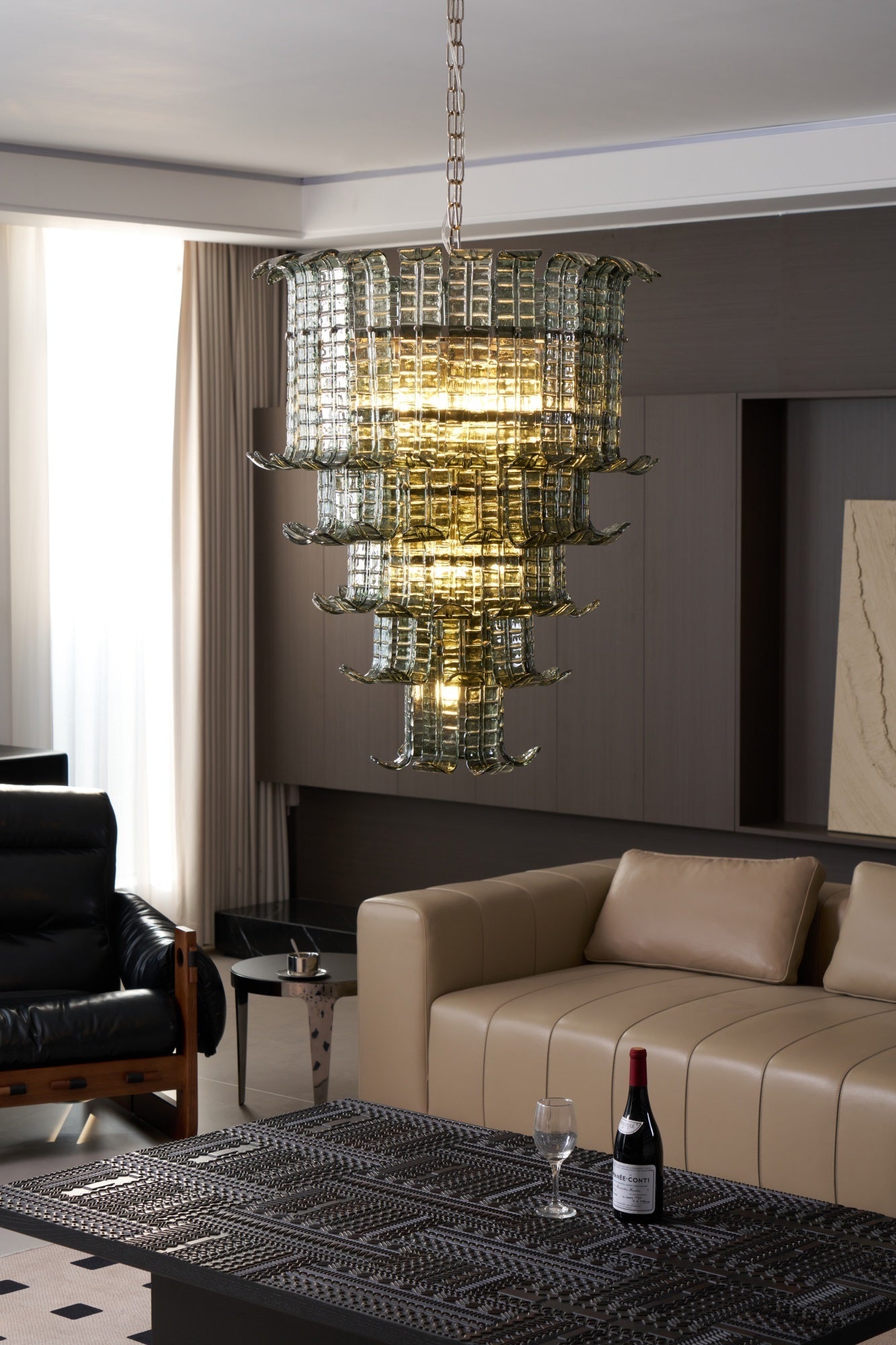 Yisk Chandelier Cascade Murano Glass Tiered Vintage-Neutral Decor