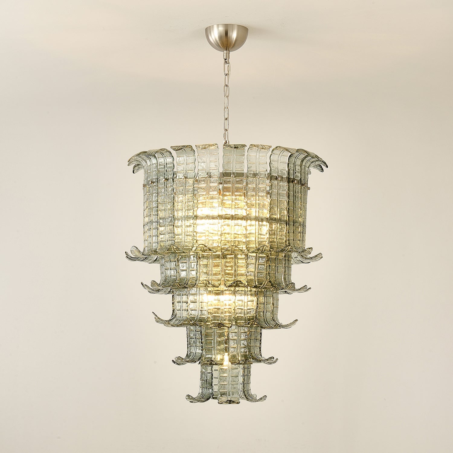 Yisk Chandelier Cascade Murano Glass Tiered Vintage-Neutral Decor