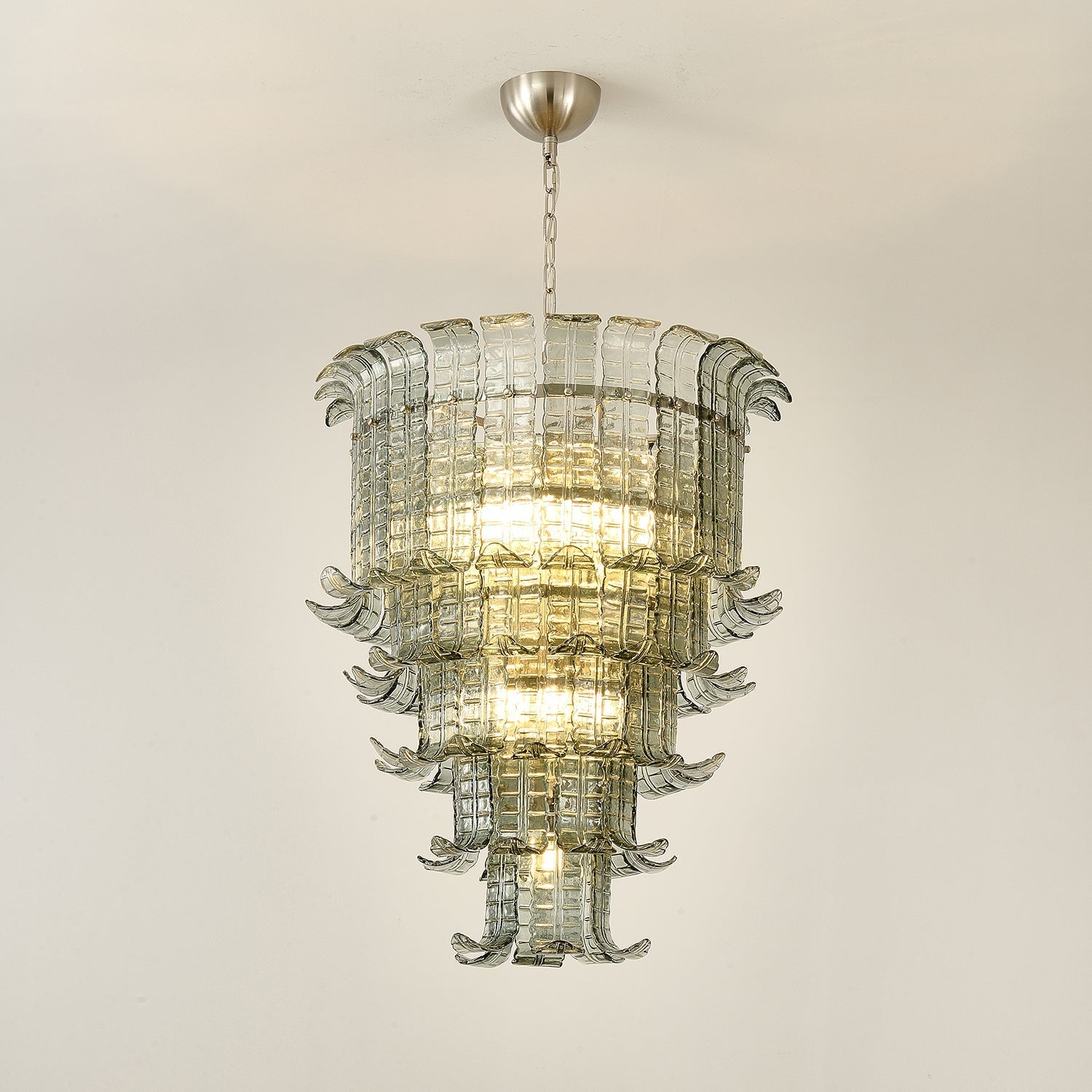 Yisk Chandelier Cascade Murano Glass Tiered Vintage-Neutral Decor
