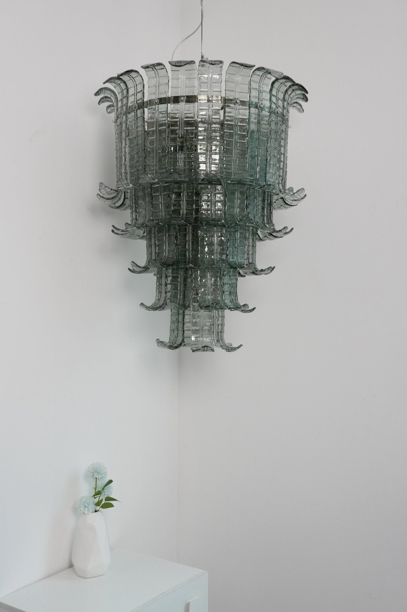 Yisk Chandelier Cascade Murano Glass Tiered Vintage-Neutral Decor