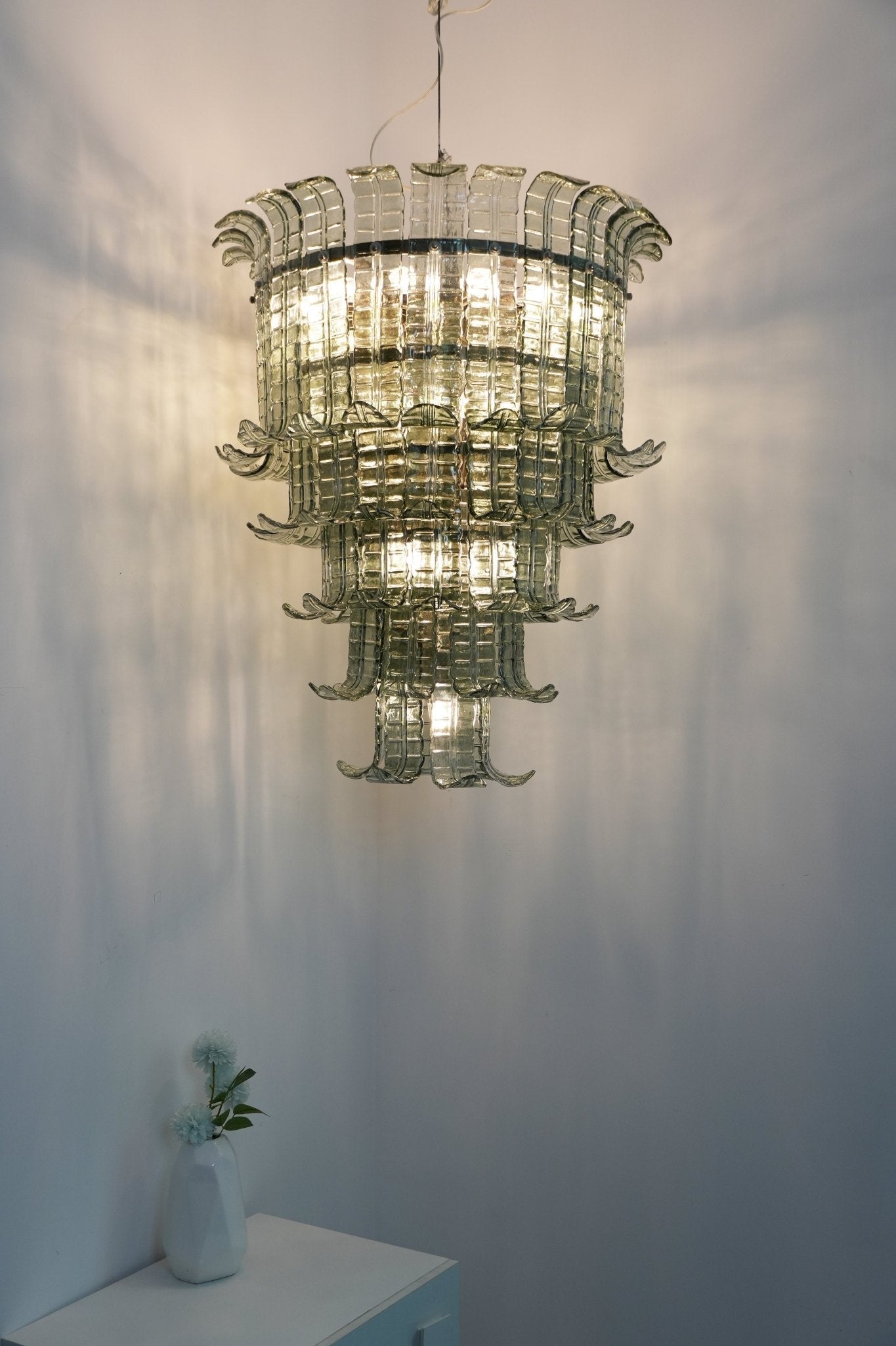 Yisk Chandelier Cascade Murano Glass Tiered Vintage-Neutral Decor