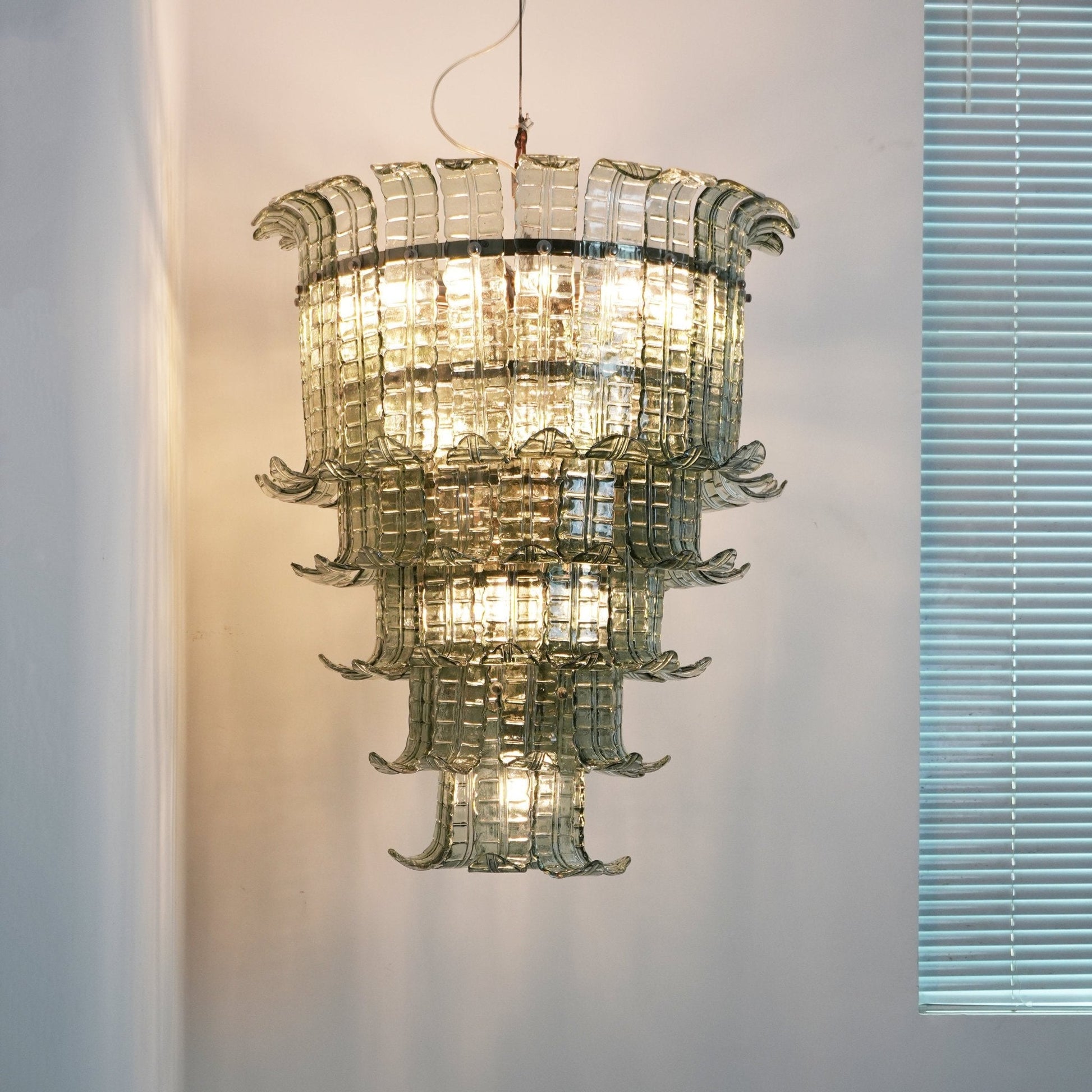 Yisk Chandelier Cascade Murano Glass Tiered Vintage-Neutral Decor
