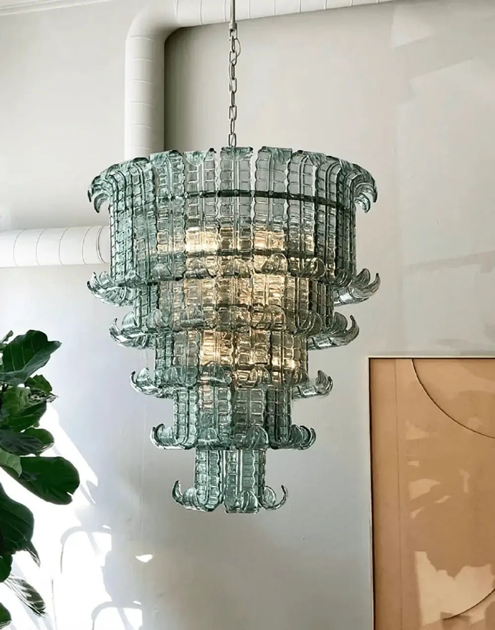 Yisk Chandelier Cascade Murano Glass Tiered Vintage-Neutral Decor