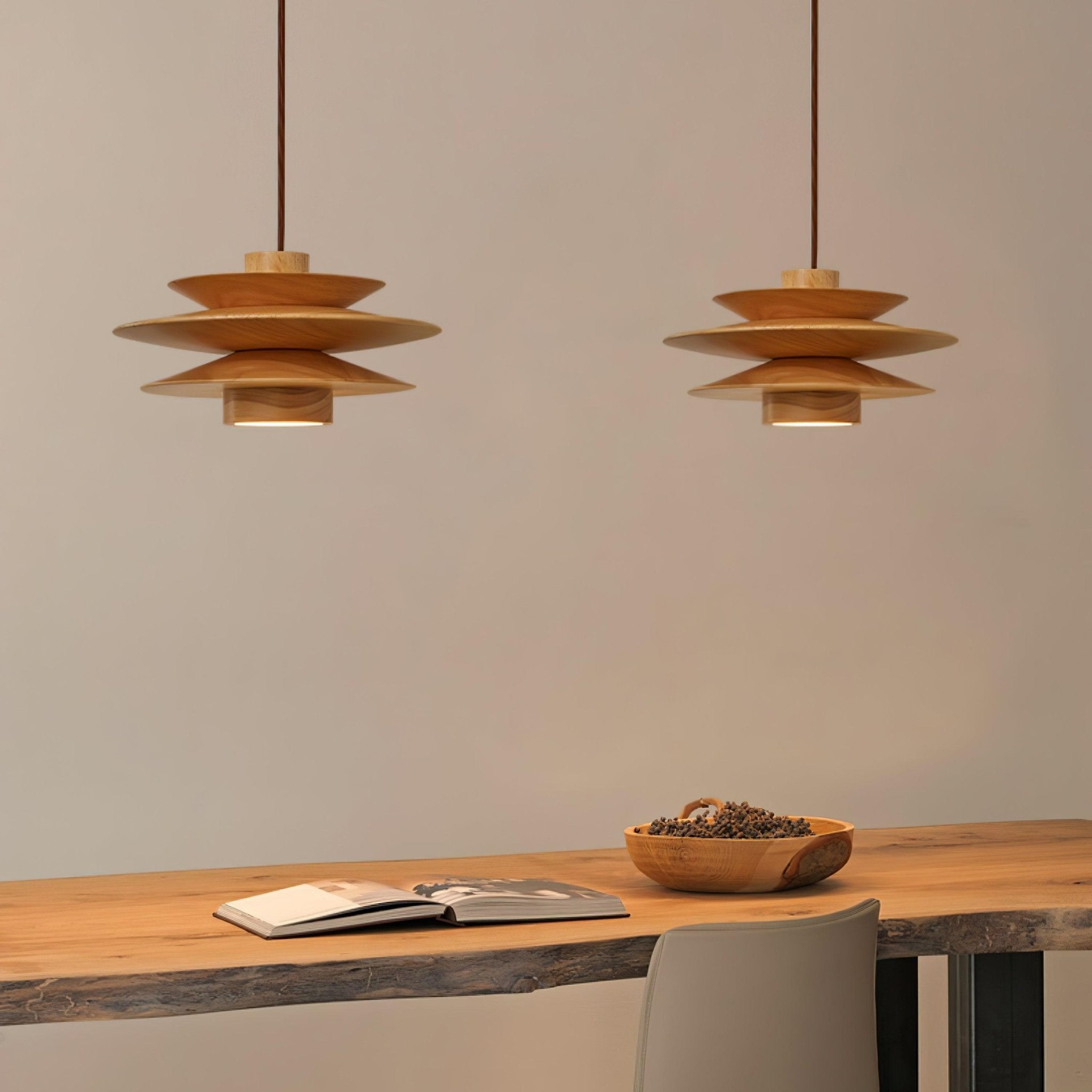 Elorda Wooden Retro Pendant Light-Neutral Decor