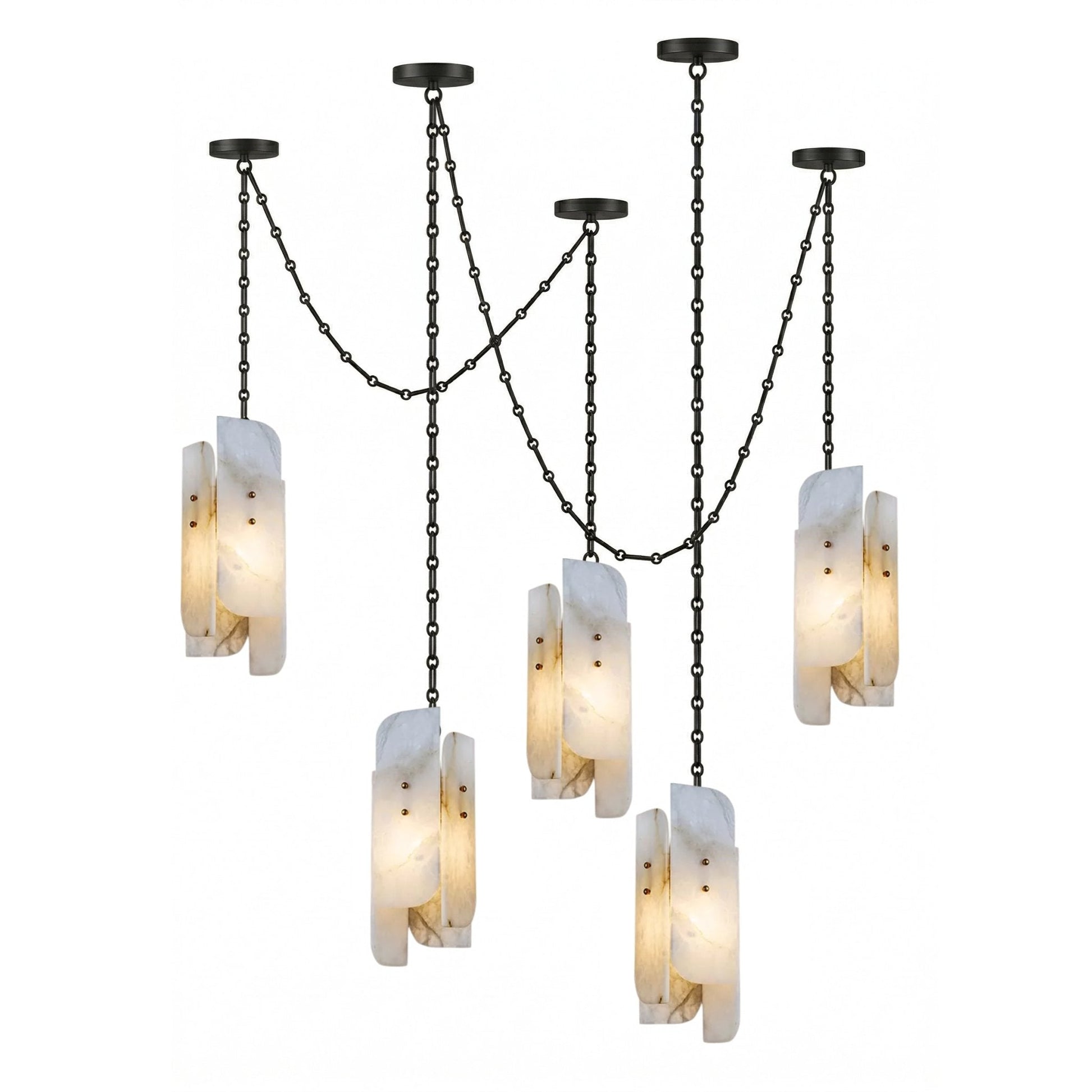Cascading Chain Cluster Chandelier-Neutral Decor