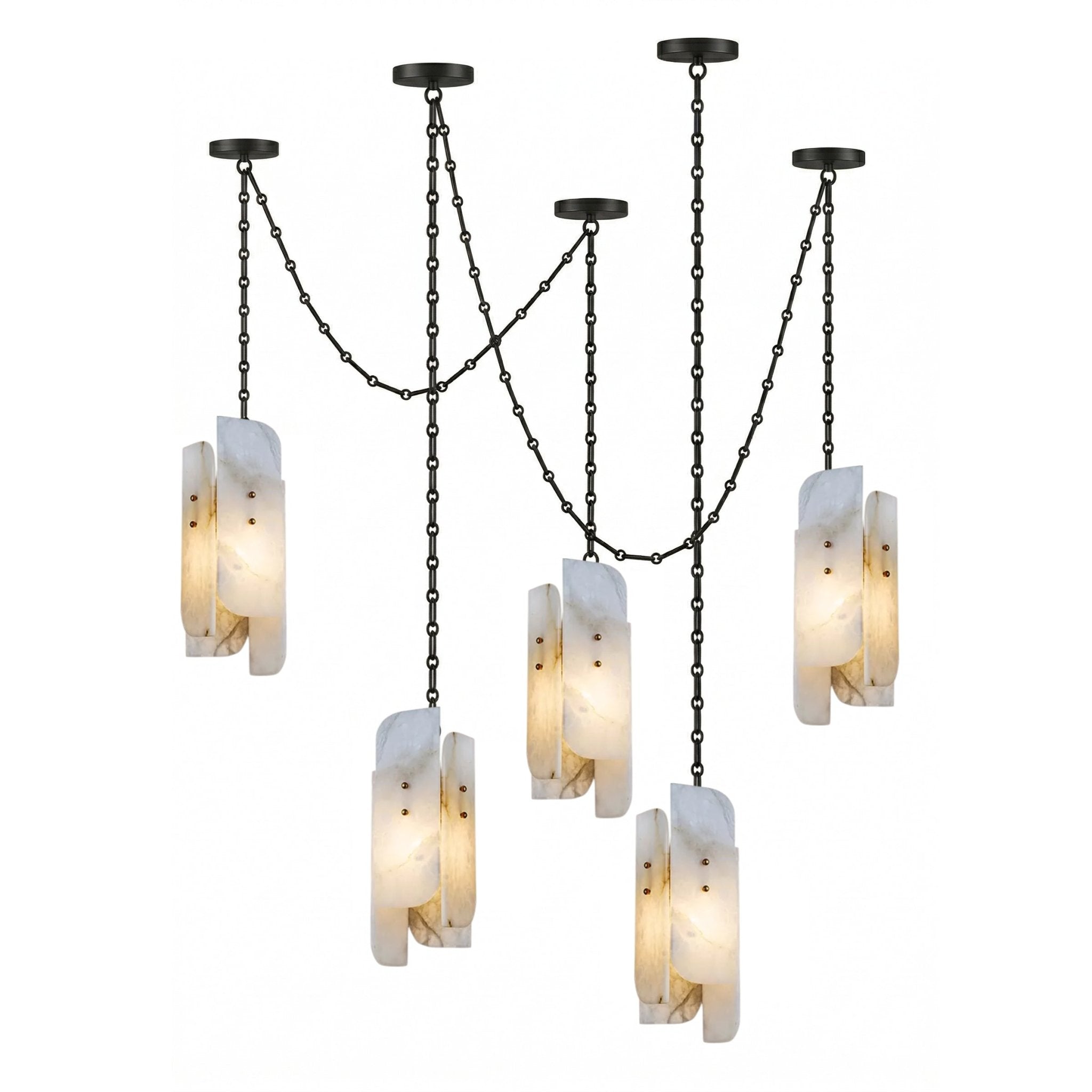 Cascading Chain Cluster Chandelier-Neutral Decor
