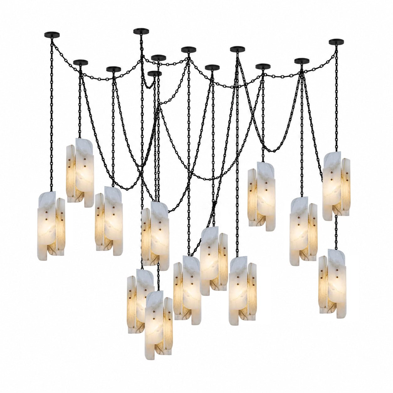 Cascading Chain Cluster Chandelier-Neutral Decor