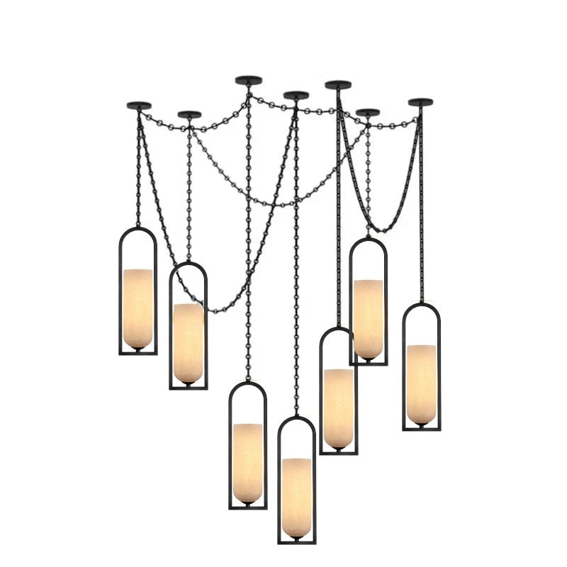 Cascading Chain Lantern Chandelier-Neutral Decor