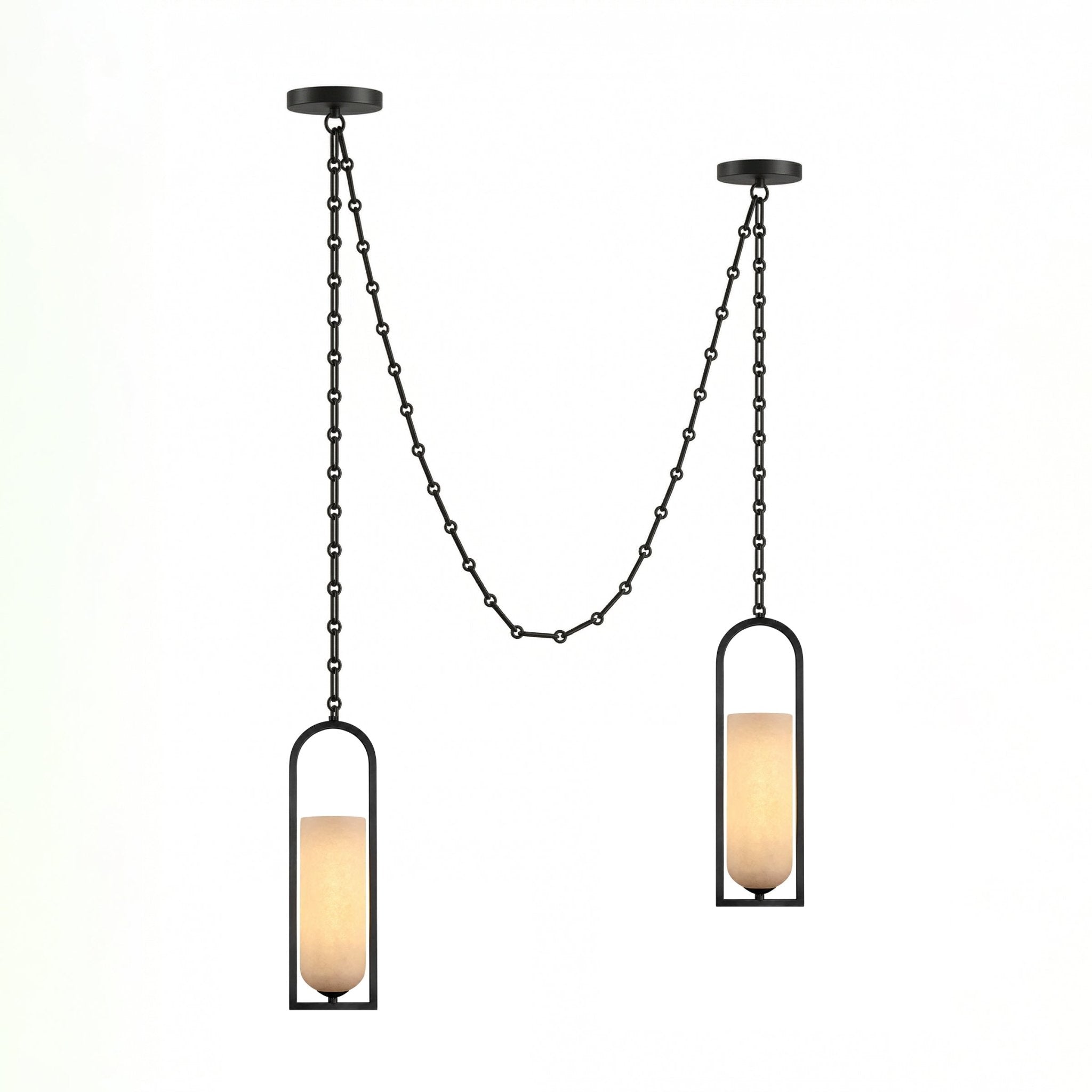 Cascading Chain Lantern Chandelier-Neutral Decor