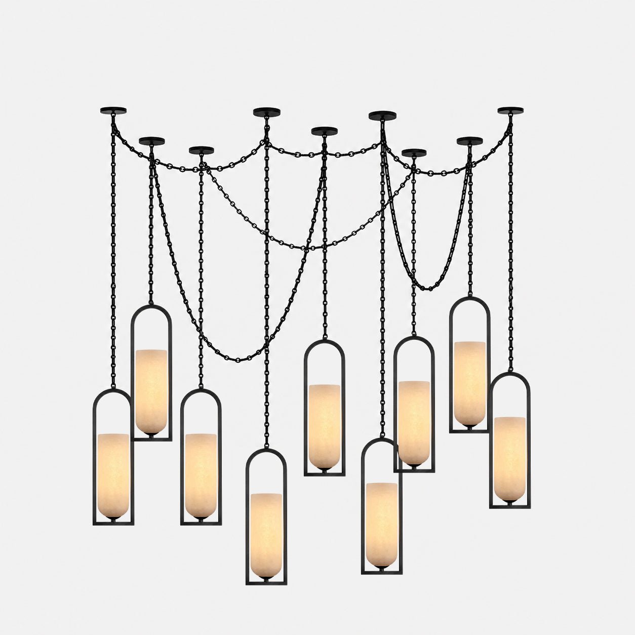 Cascading Chain Lantern Chandelier-Neutral Decor