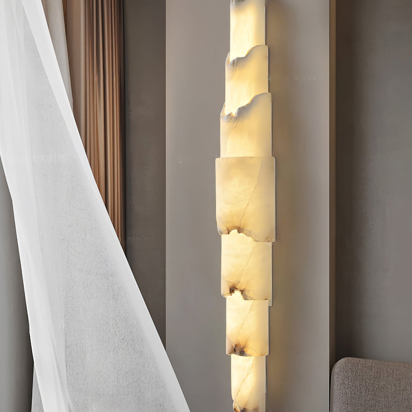 Elara Modern Alabaster Wall Light-Neutral Decor