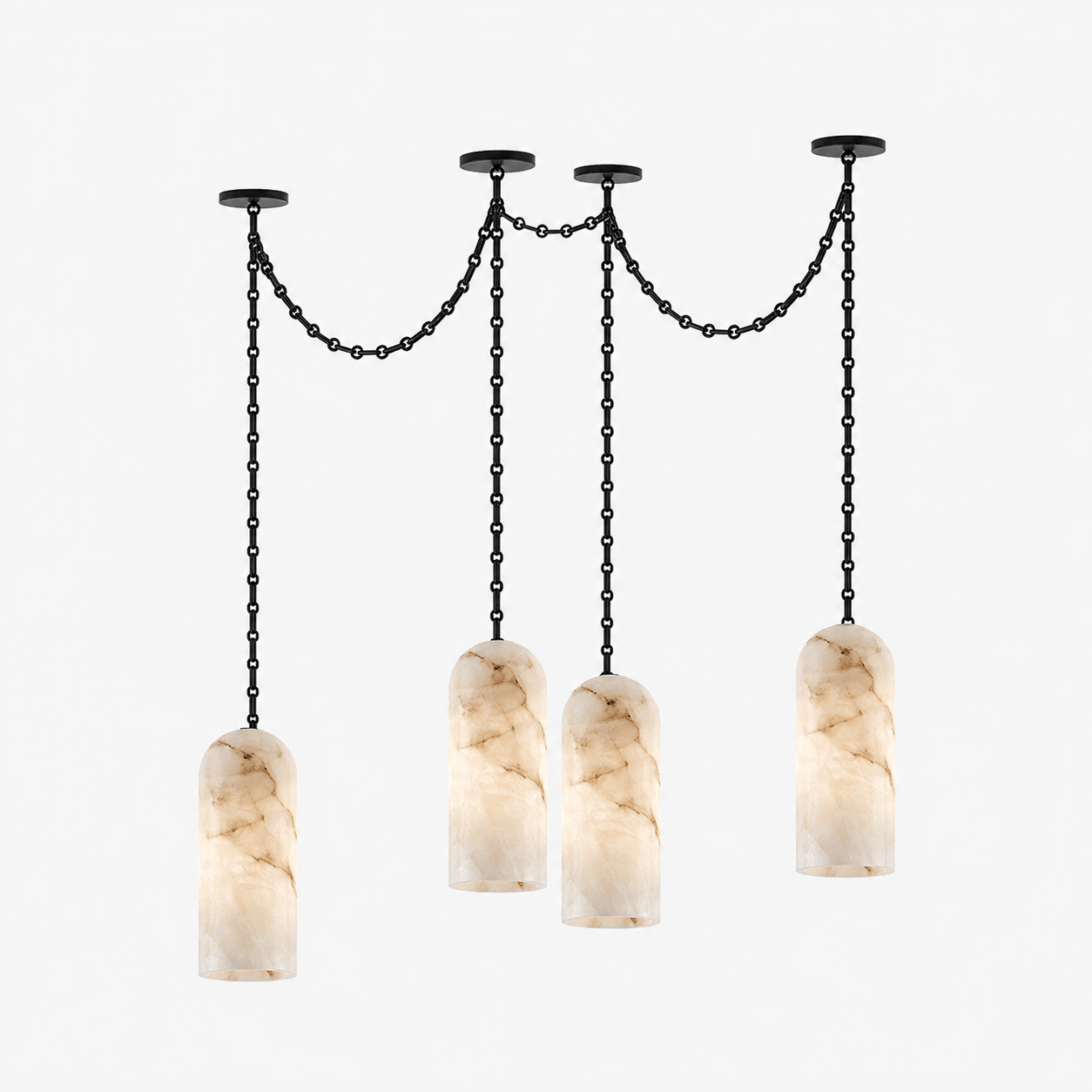 Cascading Chain Capsule Chandelier-Neutral Decor