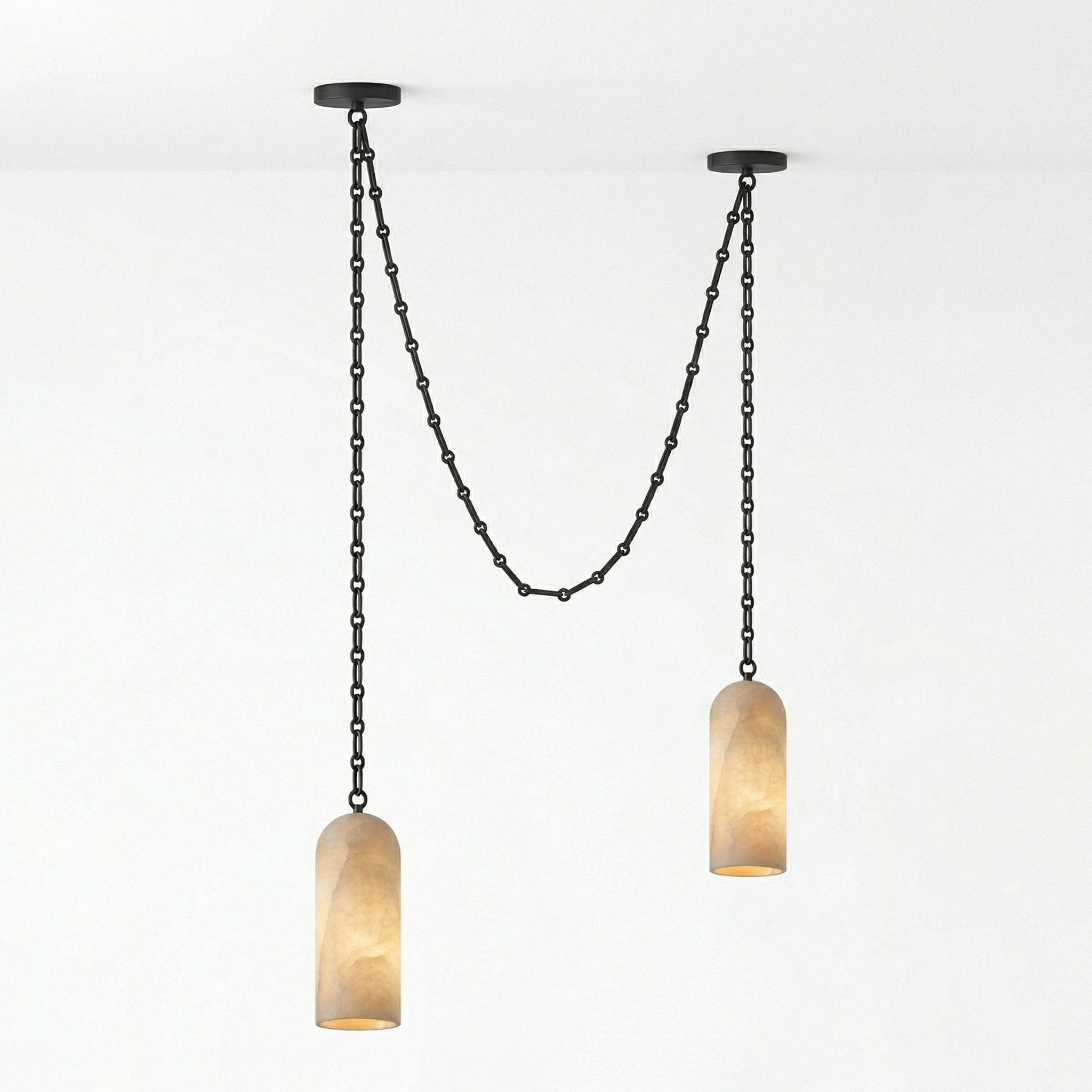 Cascading Chain Capsule Chandelier-Neutral Decor