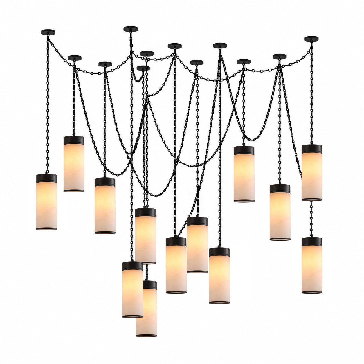 Cascading Chain Cylinder Chandelier-Neutral Decor