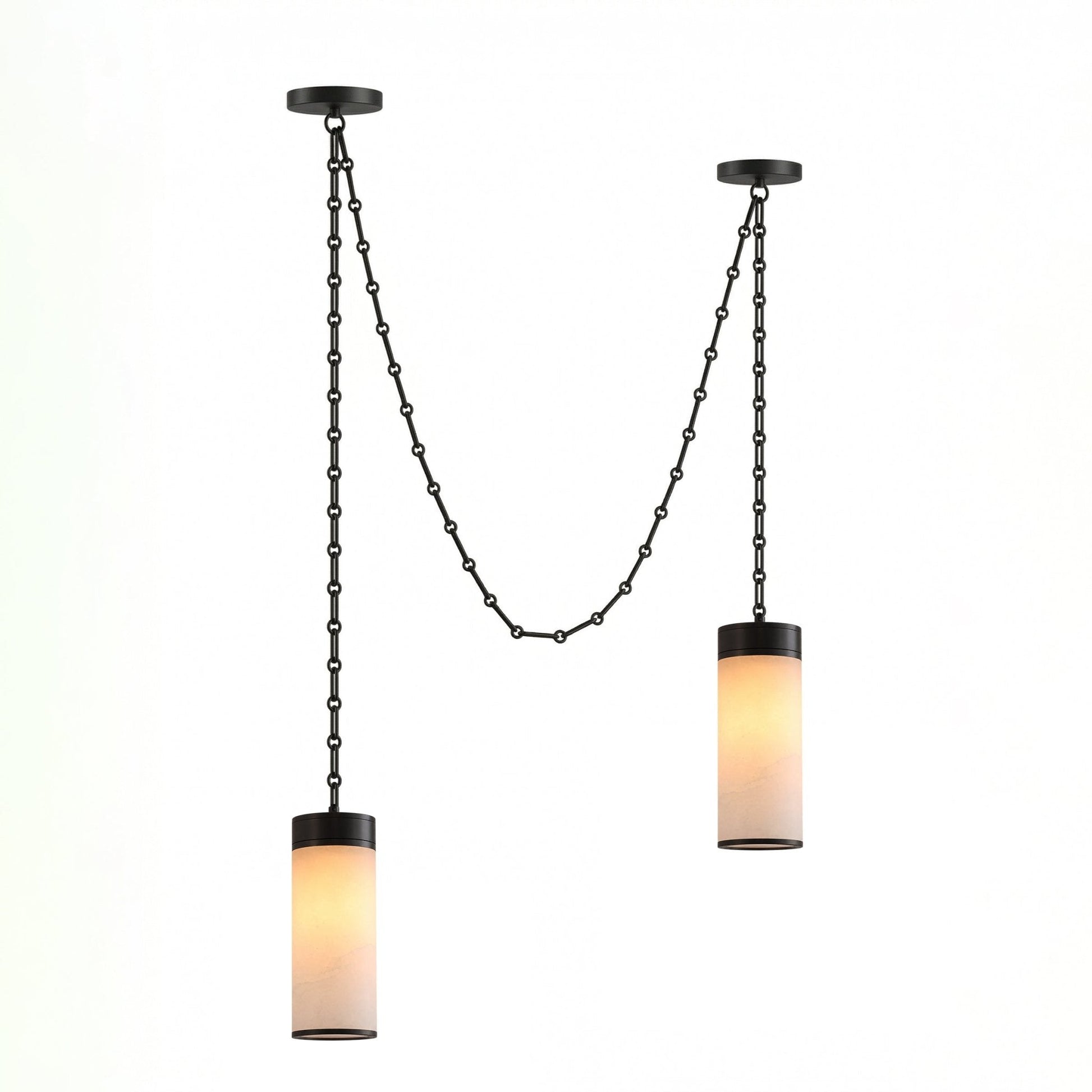 Cascading Chain Cylinder Chandelier-Neutral Decor