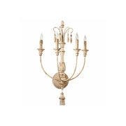 Cassell Candle Wall Lamp in antique white finish, front view.