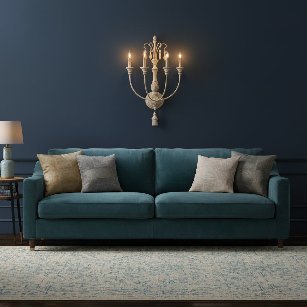 Lifestyle view of the Cassell Candle Wall Lamp in a hallway.